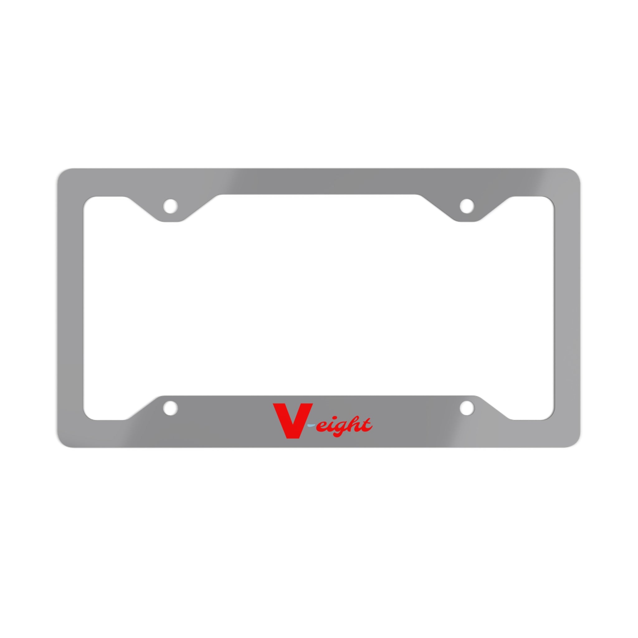 V-eight Red Logo Metal License Plate Frame — Stainless Steel Car Trim Accent