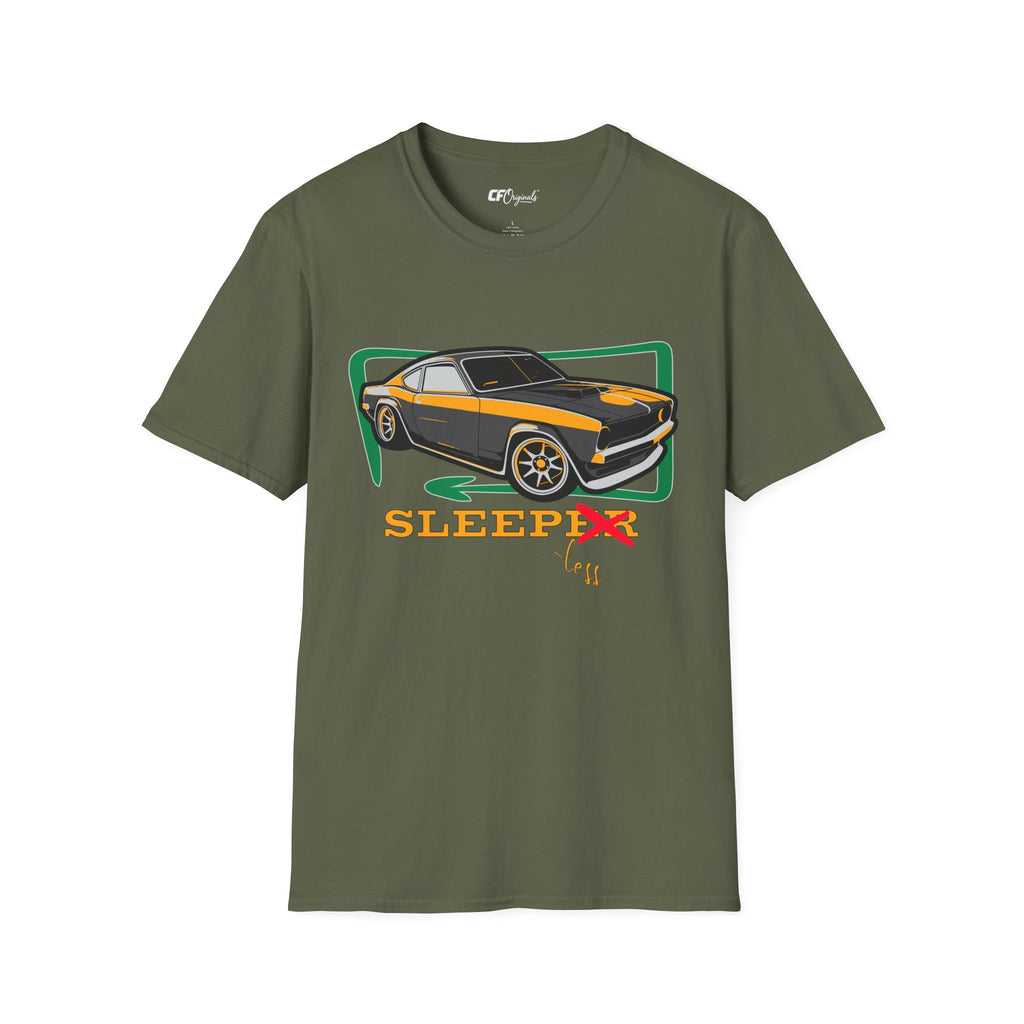 Classic Muscle Car T-Shirt — Retro 'Sleepless' Graphic Tee