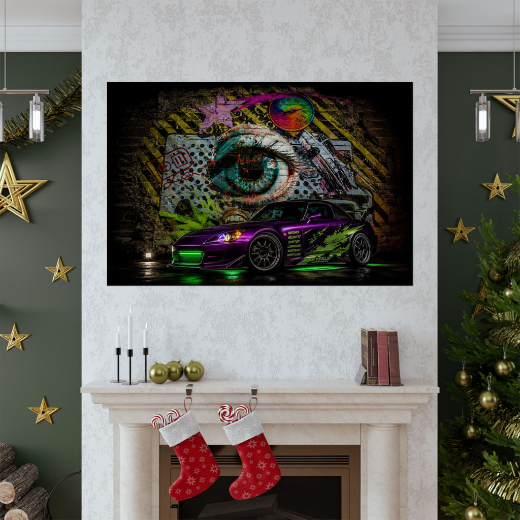 Graffiti Sports Car Matte Poster — Neon Drift Street Art Wall Print