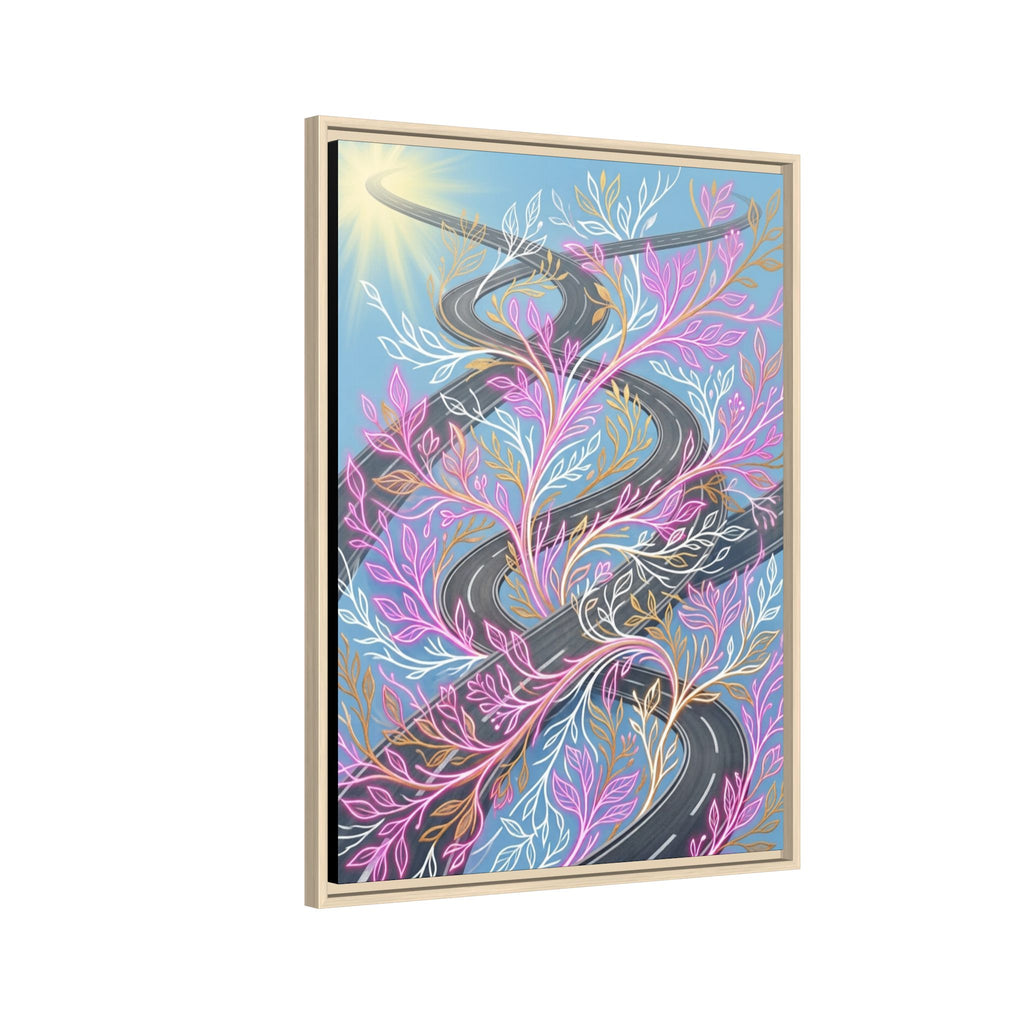 Framed Matte Canvas Floral Vines Wall Art — Pastel Botanical Abstract