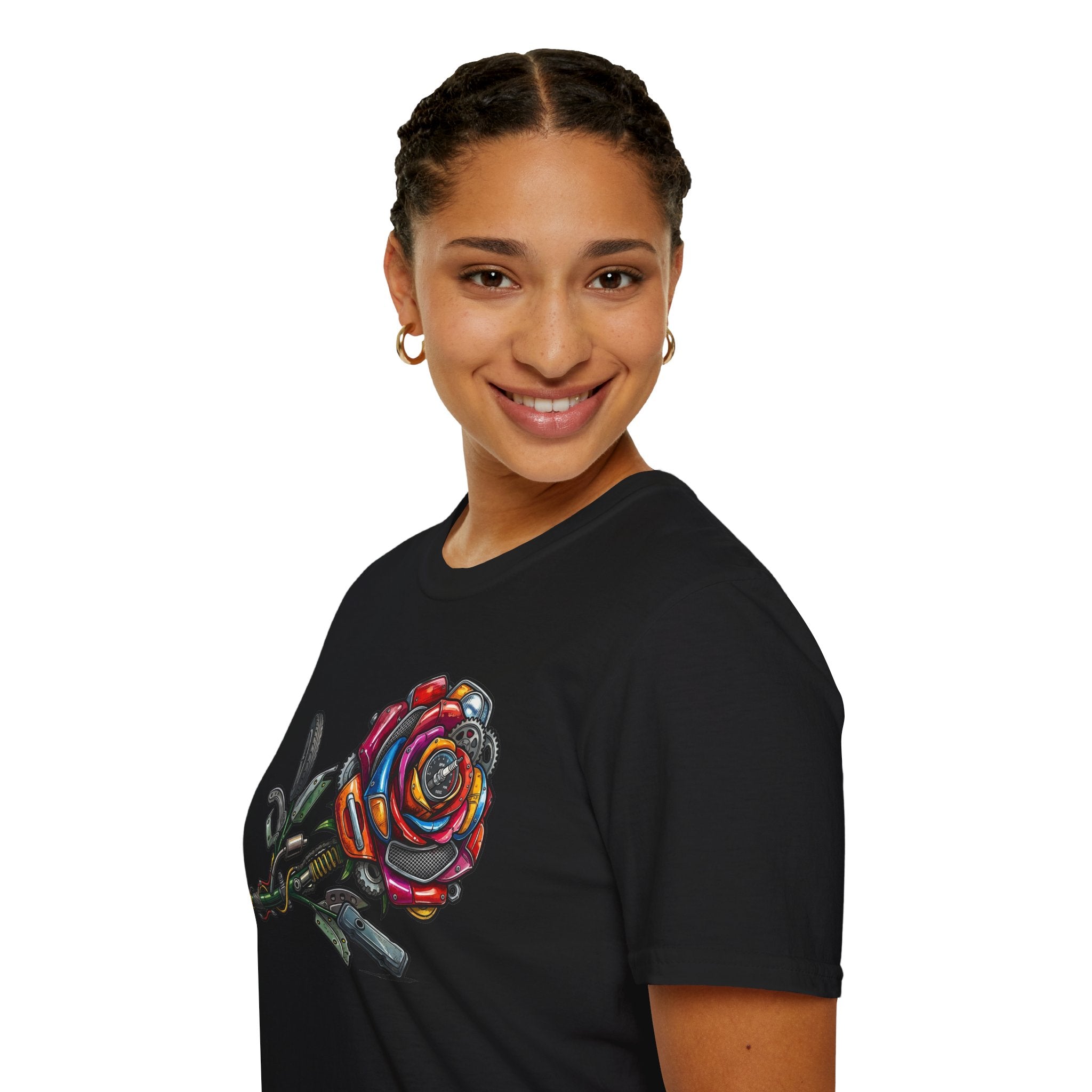 Colorful Mechanical Rose Graphic Tee