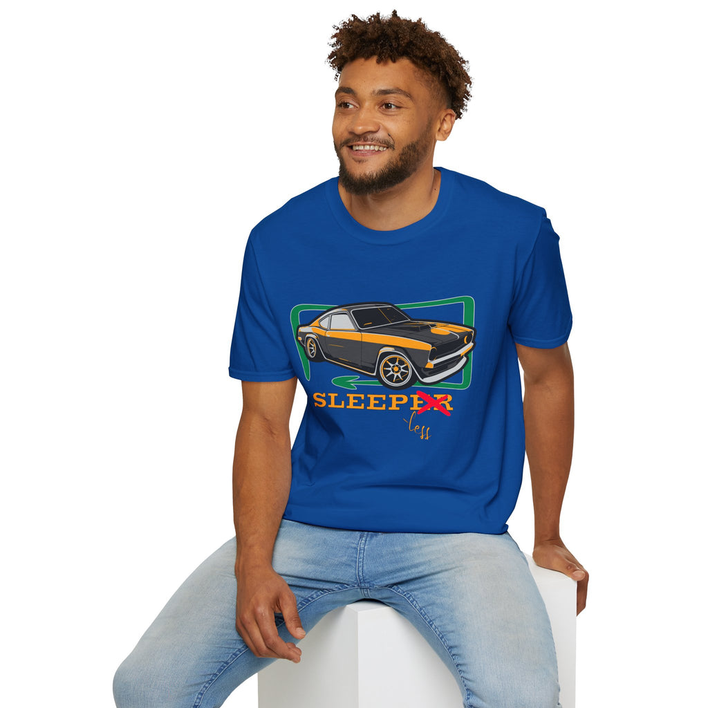 Classic Muscle Car T-Shirt — Retro 'Sleepless' Graphic Tee