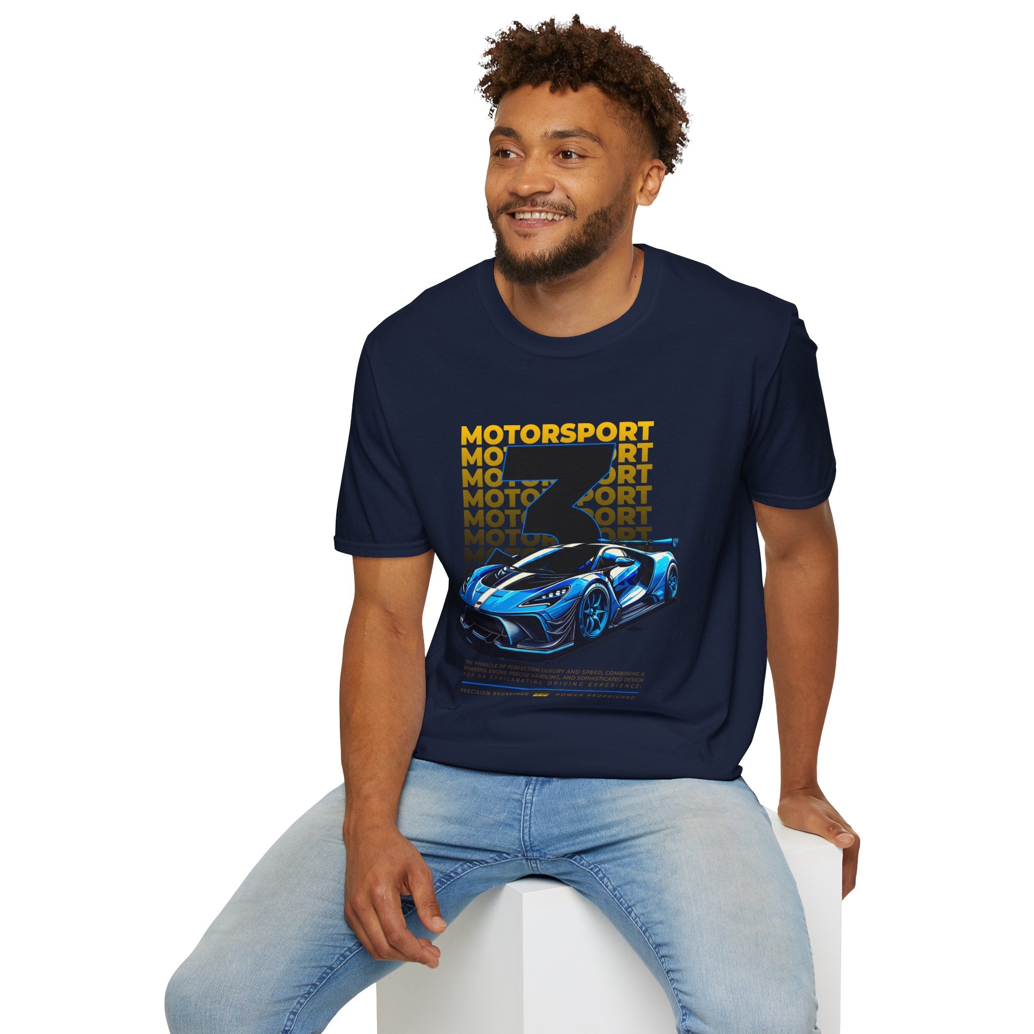 Motorsport No.3 Racing T‑Shirt — Blue Supercar Graphic Tee