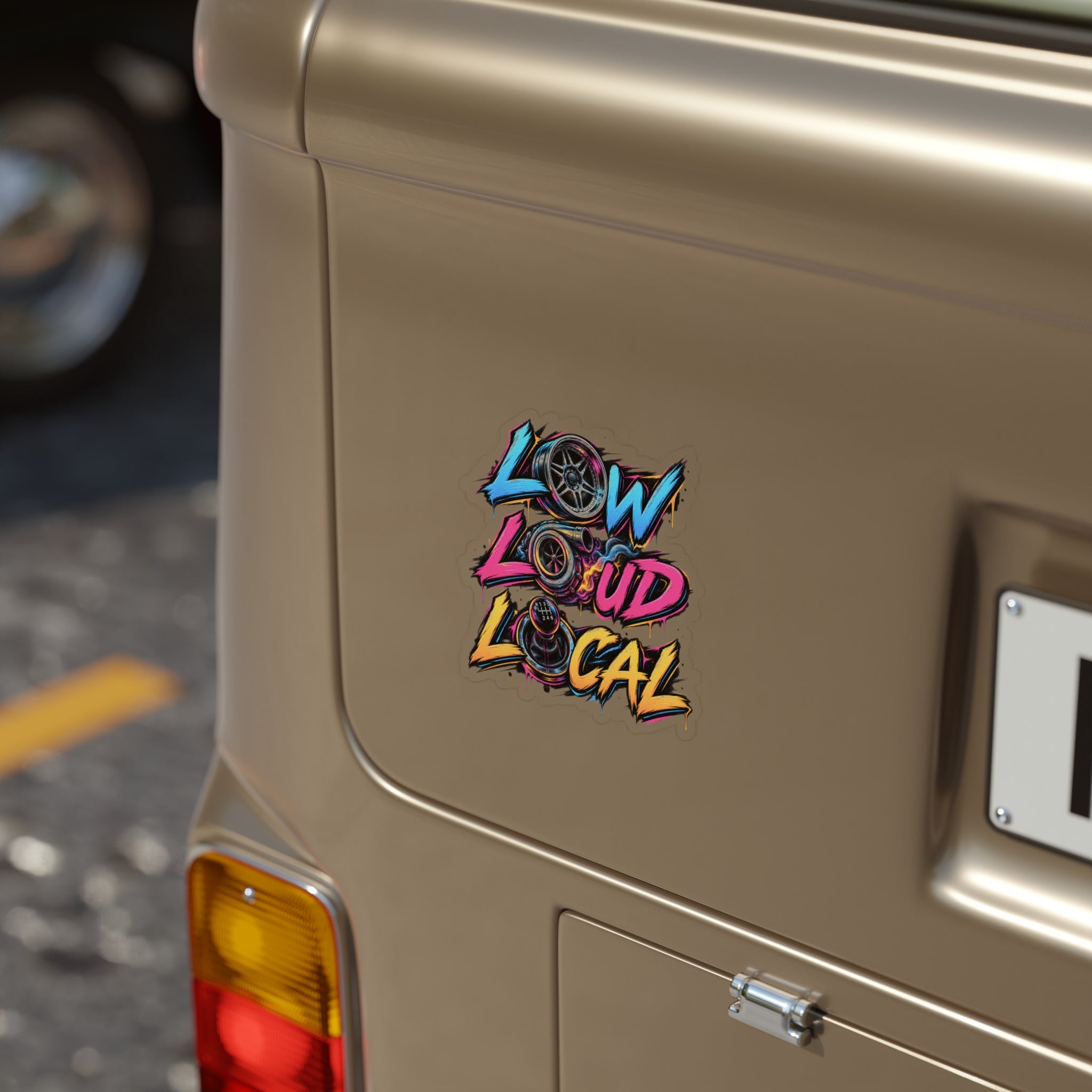 'Low Loud Local' Die-Cut Car Sticker — Transparent Outdoor Sticker