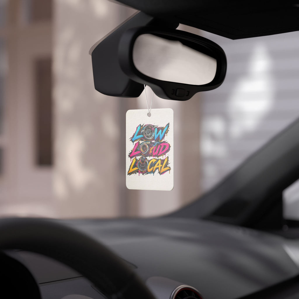 'Low Loud Local' Automotive Graffiti Air Freshener — Onyx Frost / New Car / Pine