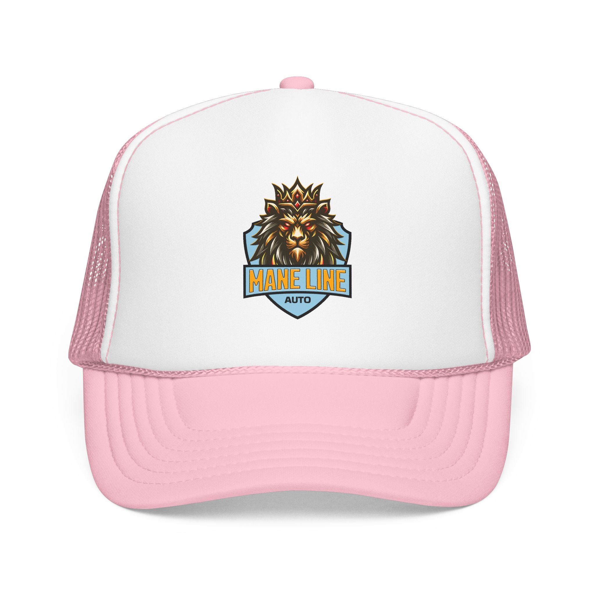 Logo Trucker Hat — 'Mane Line Auto' Foam Mesh Cap