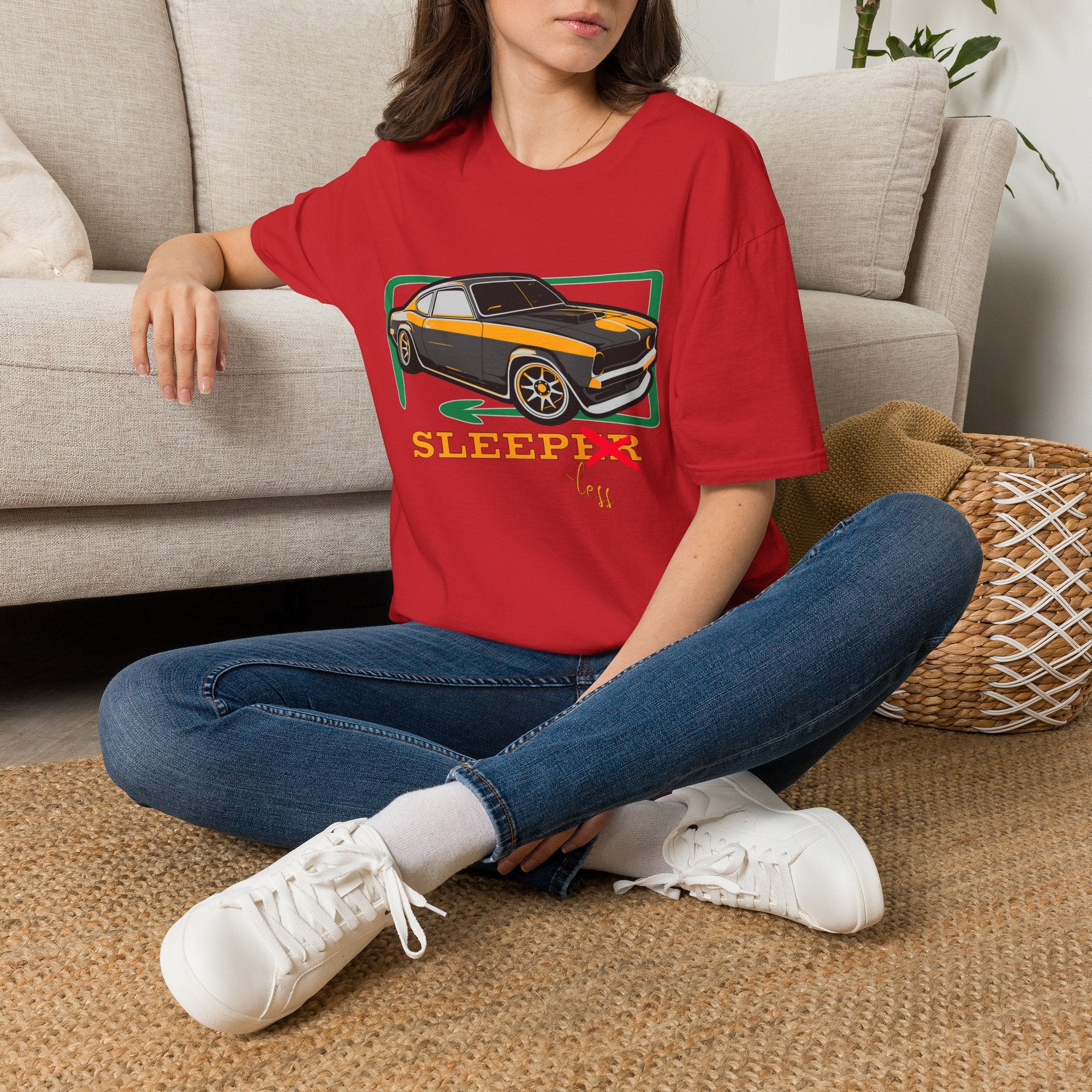 Classic Muscle Car T-Shirt — Retro 'Sleepless' Graphic Tee