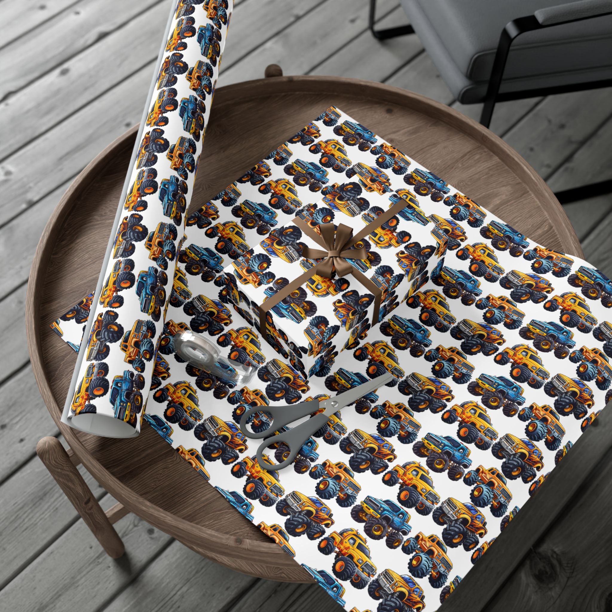 Monster Truck Gift Wrap Paper – Kids' Birthday Wrapping Sheets