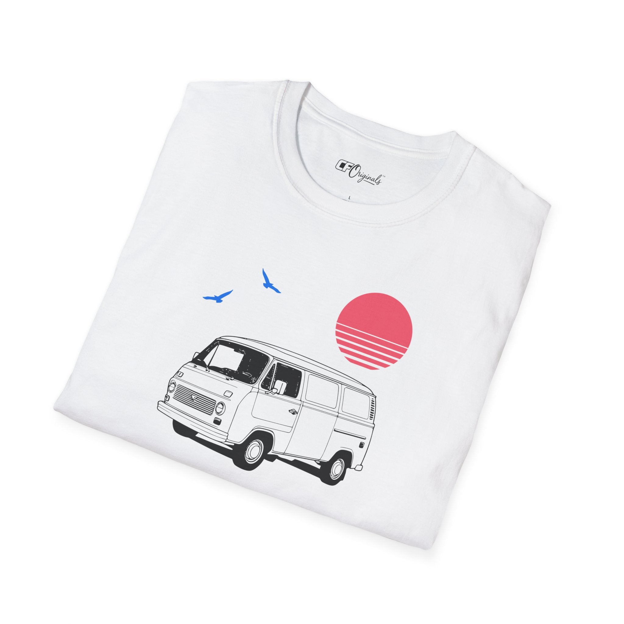 Adventure Van T‑Shirt — Retro Camper Sunset Graphic Tee