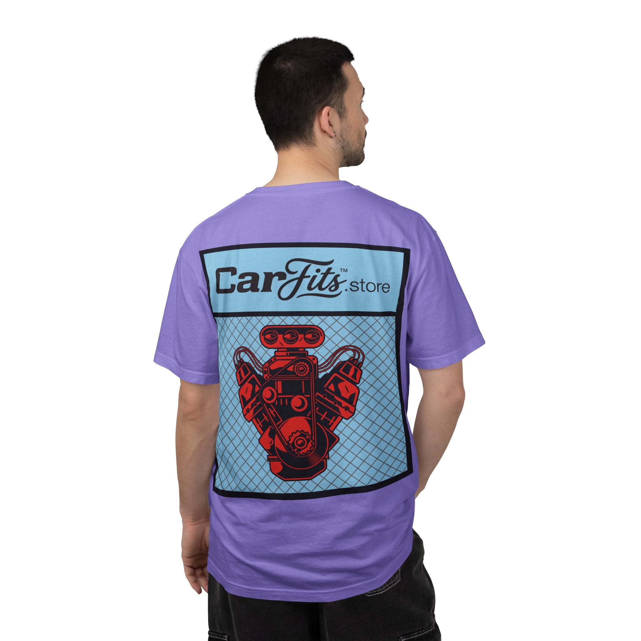 CarFits.store Big Prints T-Shirt — Retro Engine & Scenic Drive