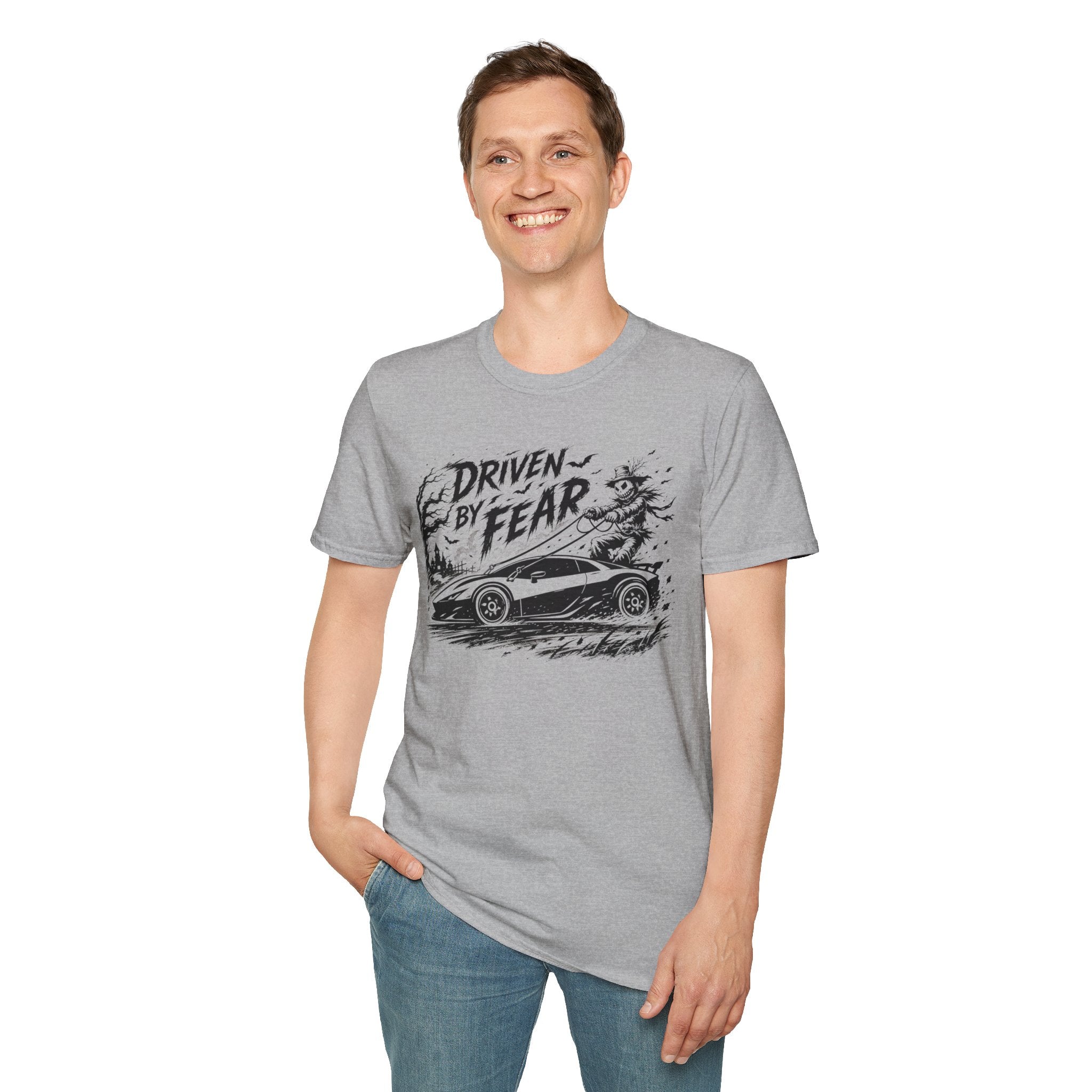 Driven By Fear T‑Shirt — Horror Sports Car Graphic Tee