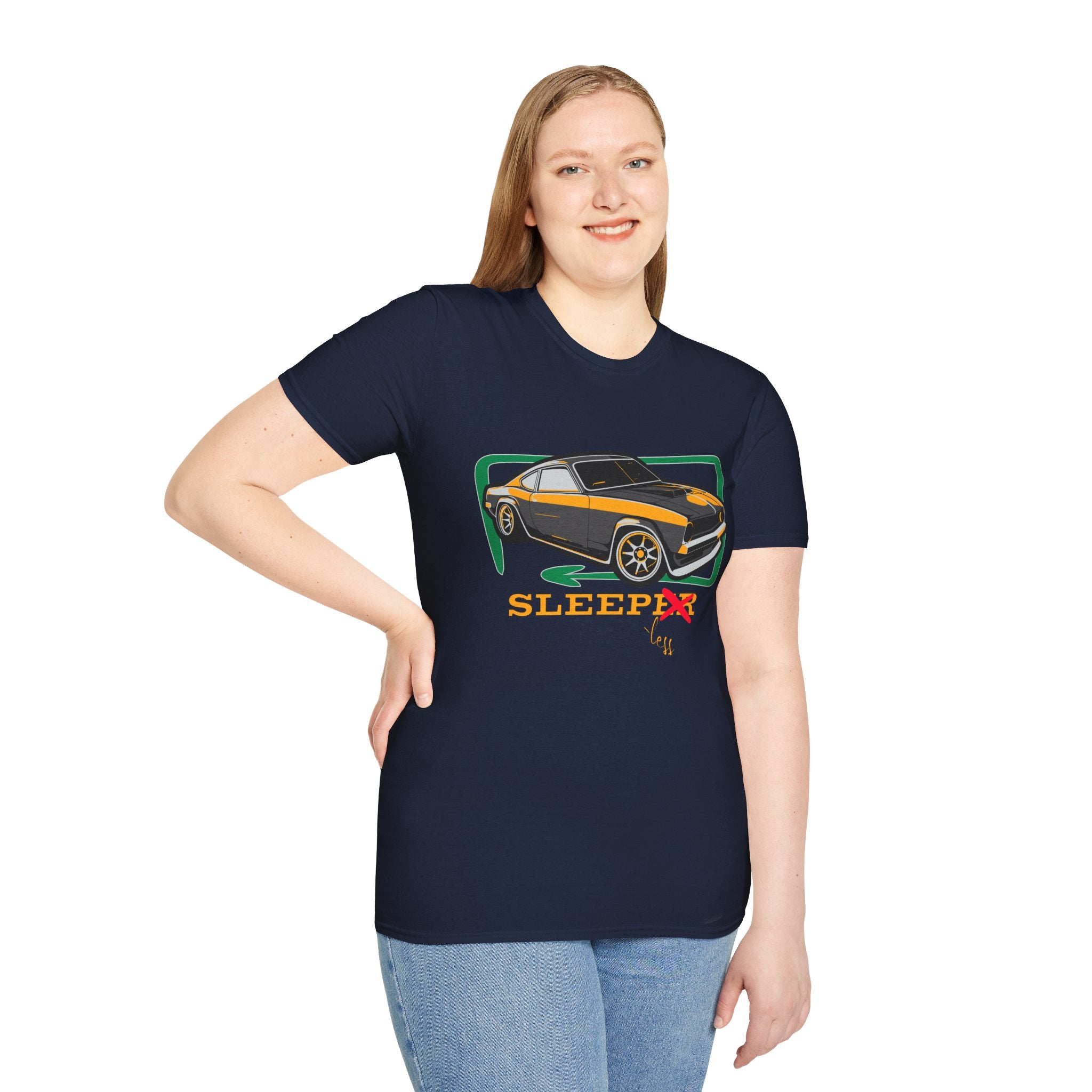 Classic Muscle Car T-Shirt — Retro 'Sleepless' Graphic Tee