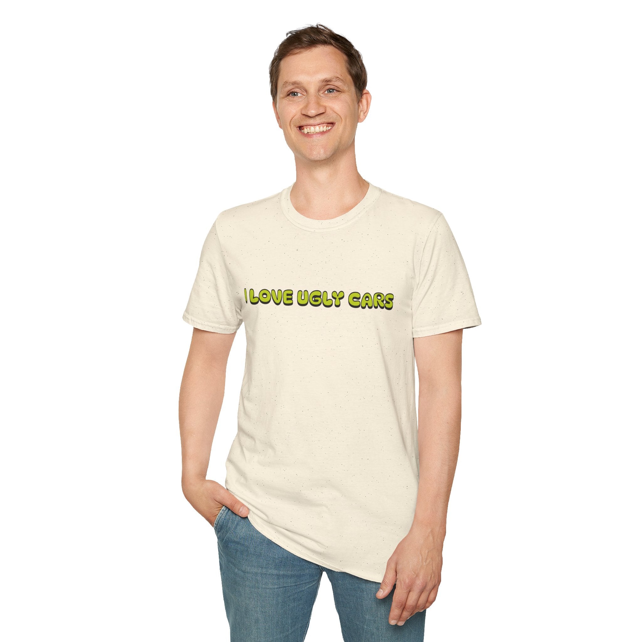 T-Shirt — "I Love Ugly Cars" Retro Green Graphic Tee