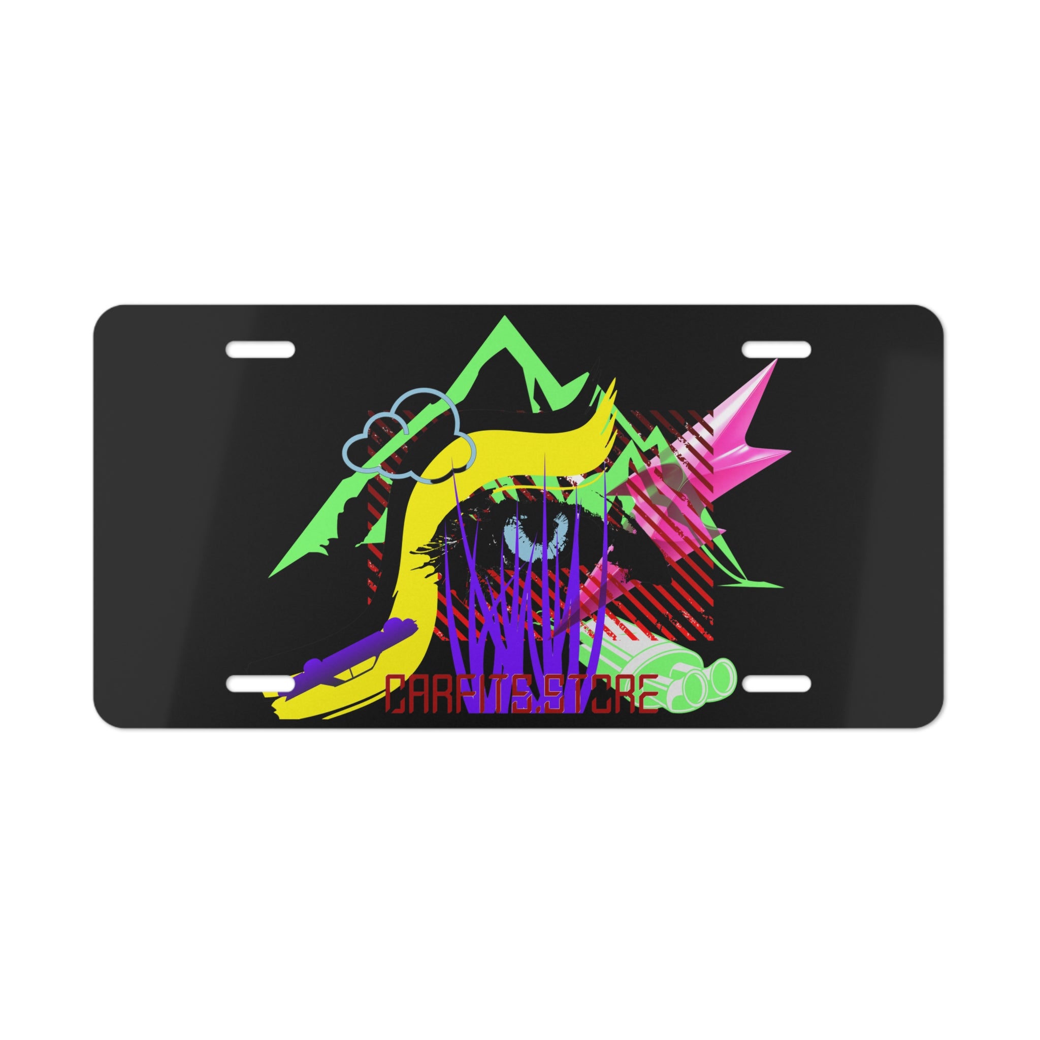 Abstract Eye Vanity Plate — Neon Retro License Plate