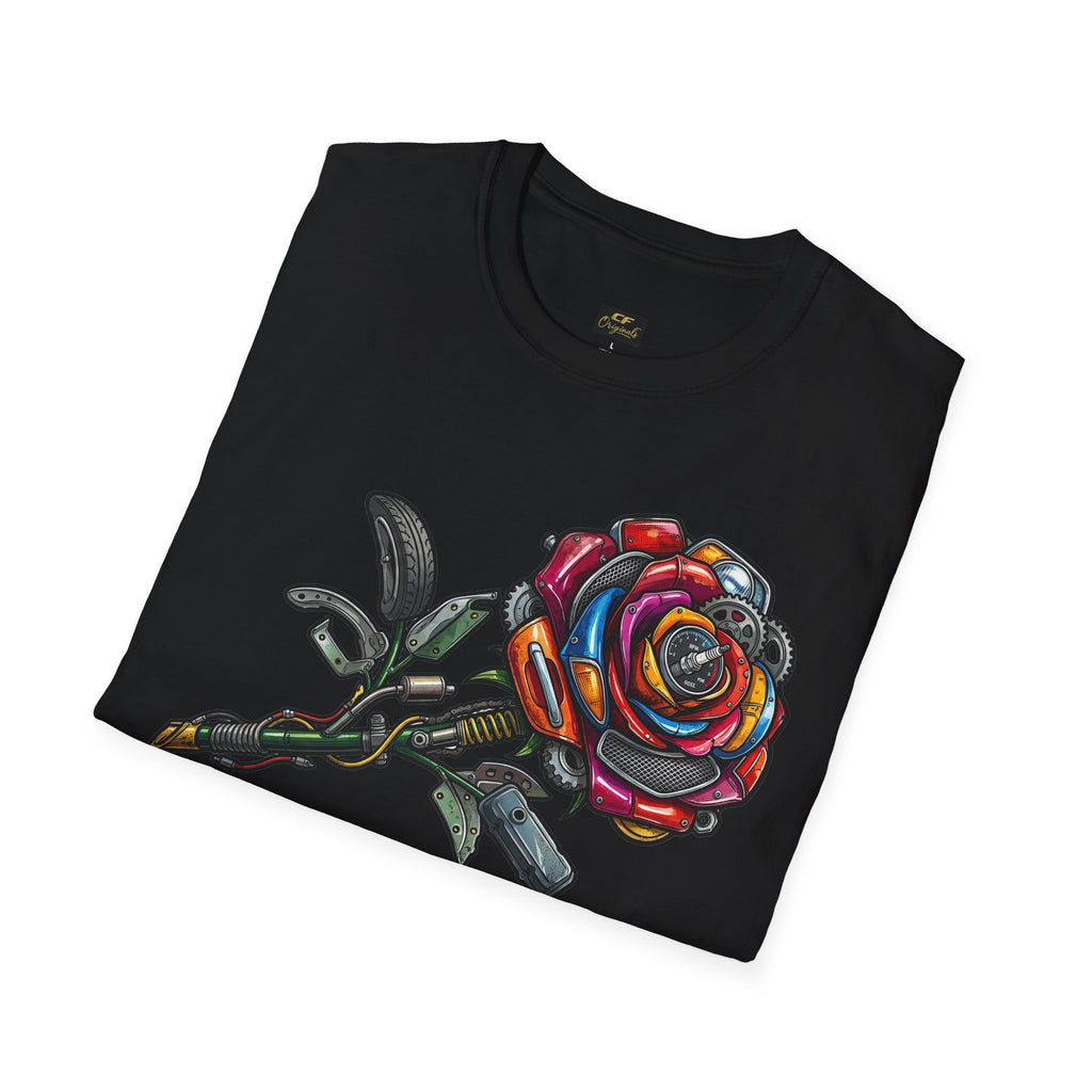 Colorful Mechanical Rose Graphic Tee