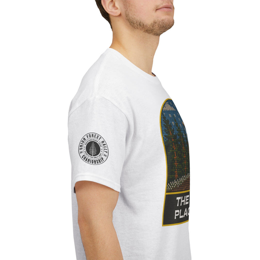 Forest Rally T‑Shirt – 'The Forest Is a Place of Magic' Cross-stitched Style Graphic