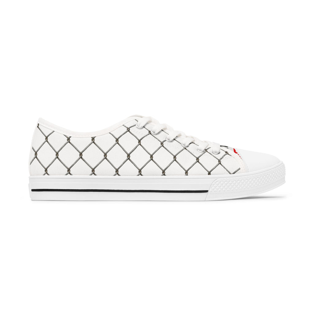 Women's White Chain-Link Canvas Low Top Sneakers