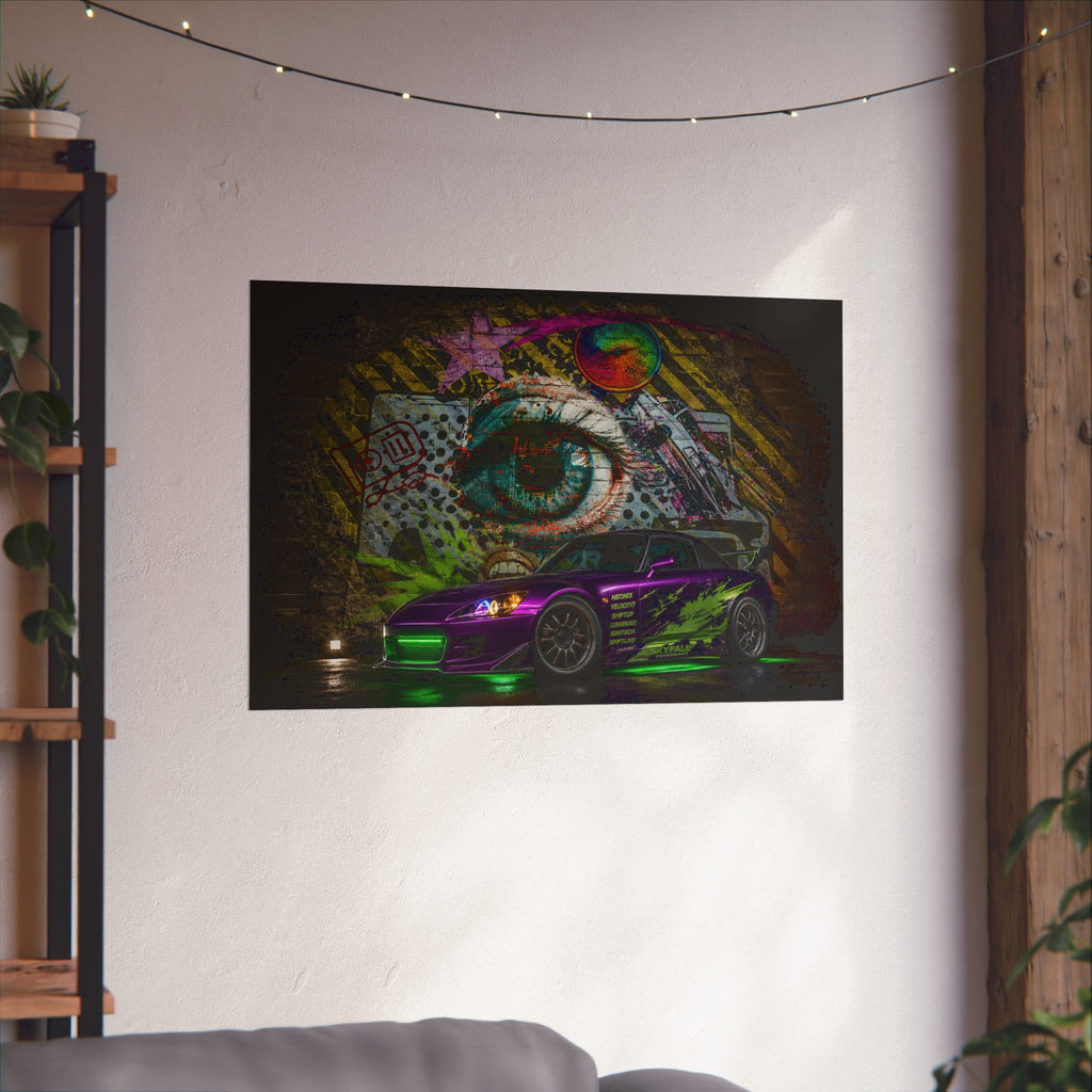 Graffiti Sports Car Matte Poster — Neon Drift Street Art Wall Print