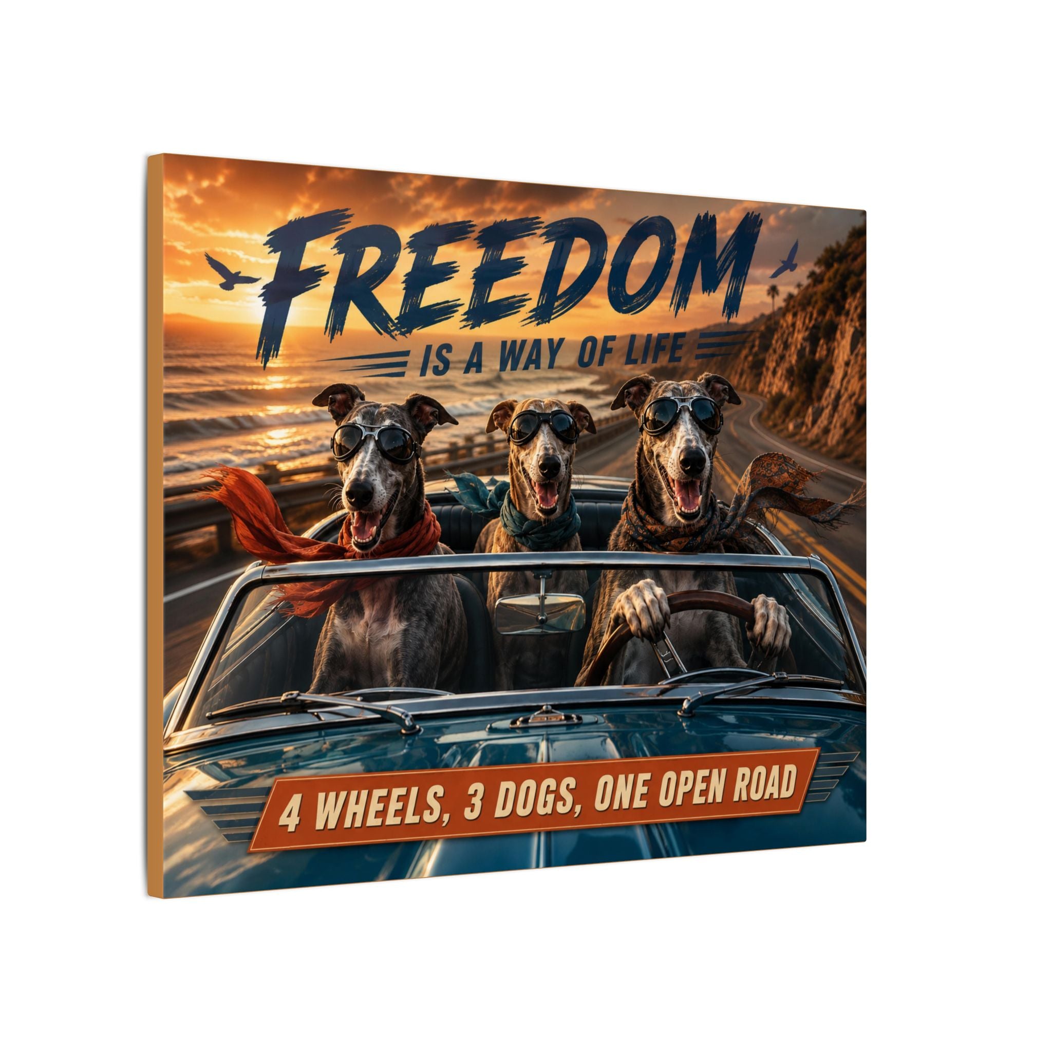 Canvas Wall Art - "Freedom Is A Way Of Life: 4 Wheels, 3 Dogs, One Open Road"