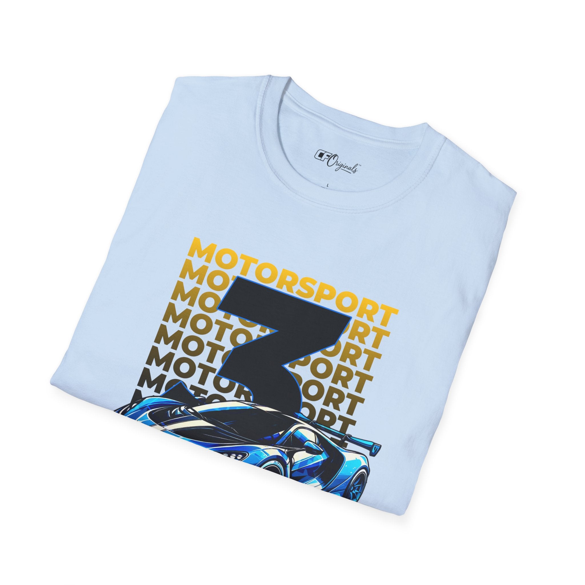 Motorsport No.3 Racing T‑Shirt — Blue Supercar Graphic Tee