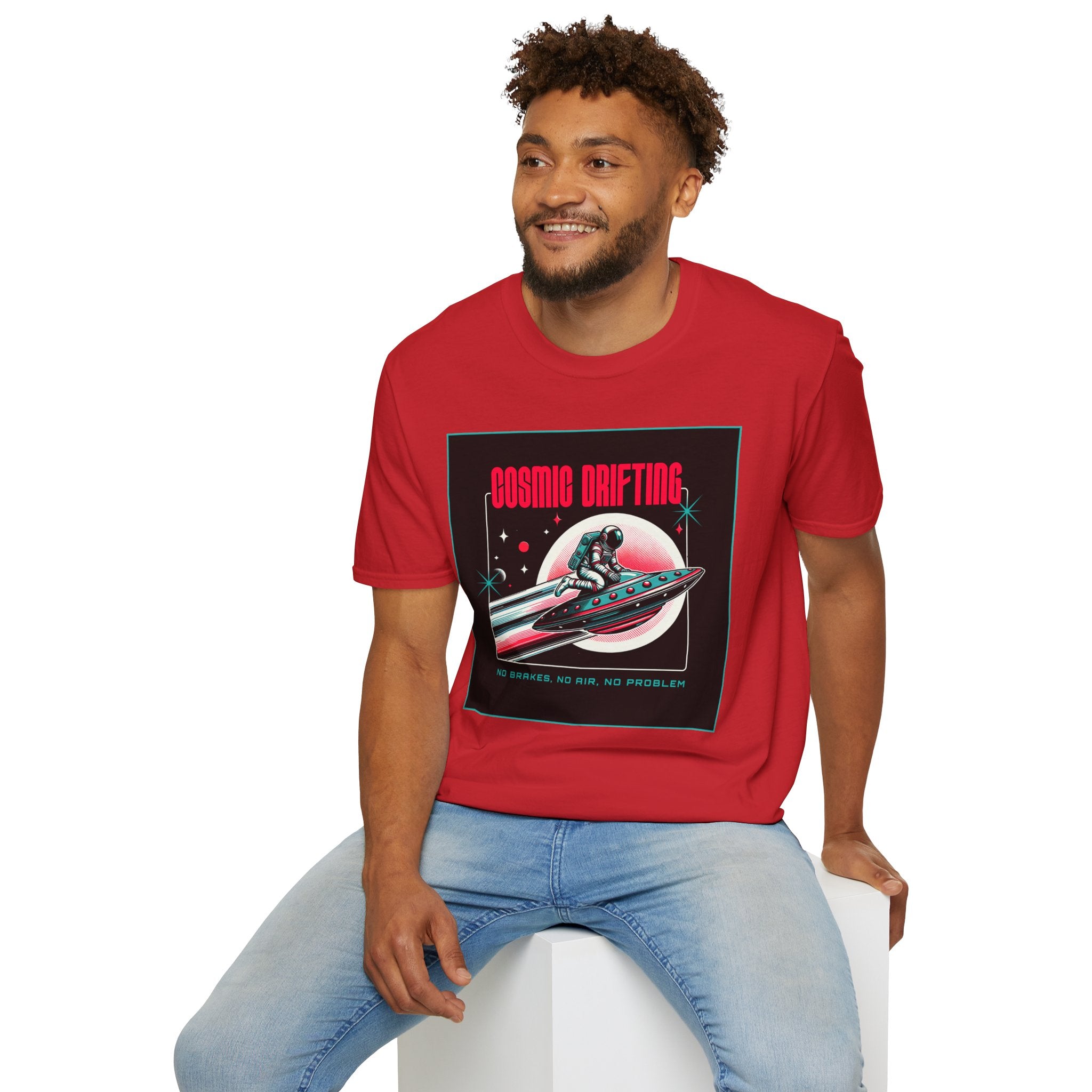 Cosmic Drifting T-Shirt — Retro Astronaut & UFO Vintage Space Tee