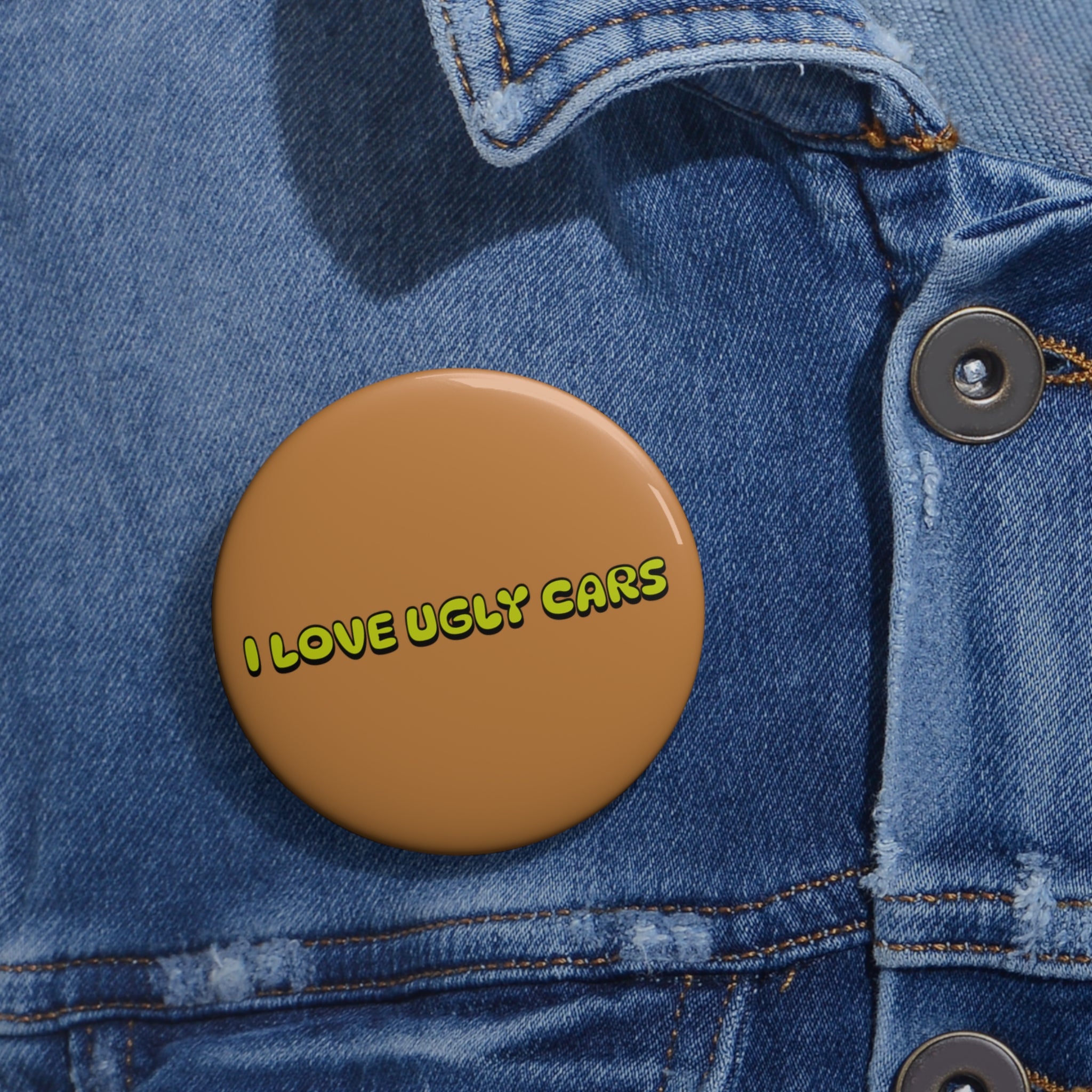 Pin Button — "I Love Ugly Cars" Retro Badge