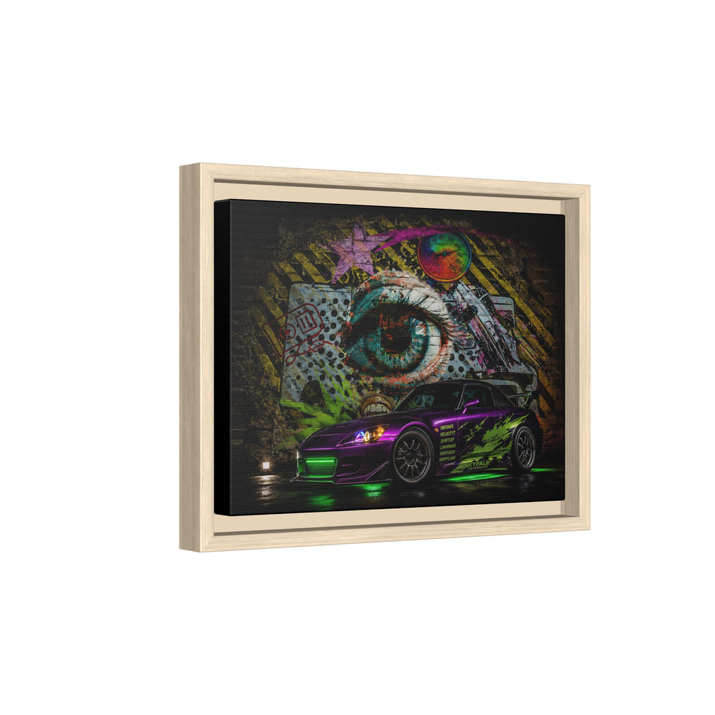 Graffiti Sports Car Matte Canvas - Framed Wall Art