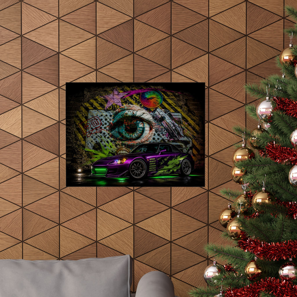 Graffiti Sports Car Matte Poster — Neon Drift Street Art Wall Print
