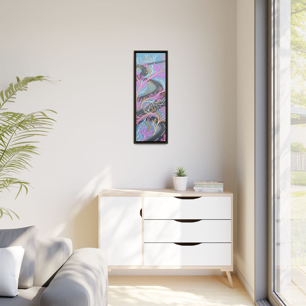 Framed Matte Canvas Floral Vines Wall Art — Pastel Botanical Abstract