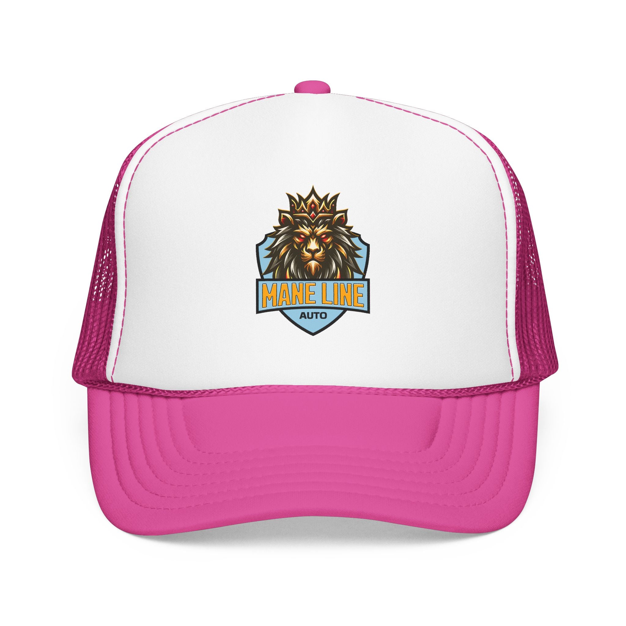 Logo Trucker Hat — 'Mane Line Auto' Foam Mesh Cap
