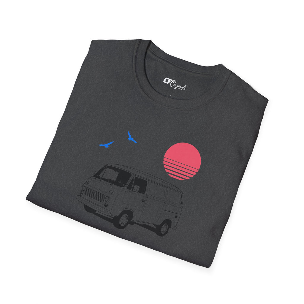 Adventure Van T‑Shirt — Retro Camper Sunset Graphic Tee