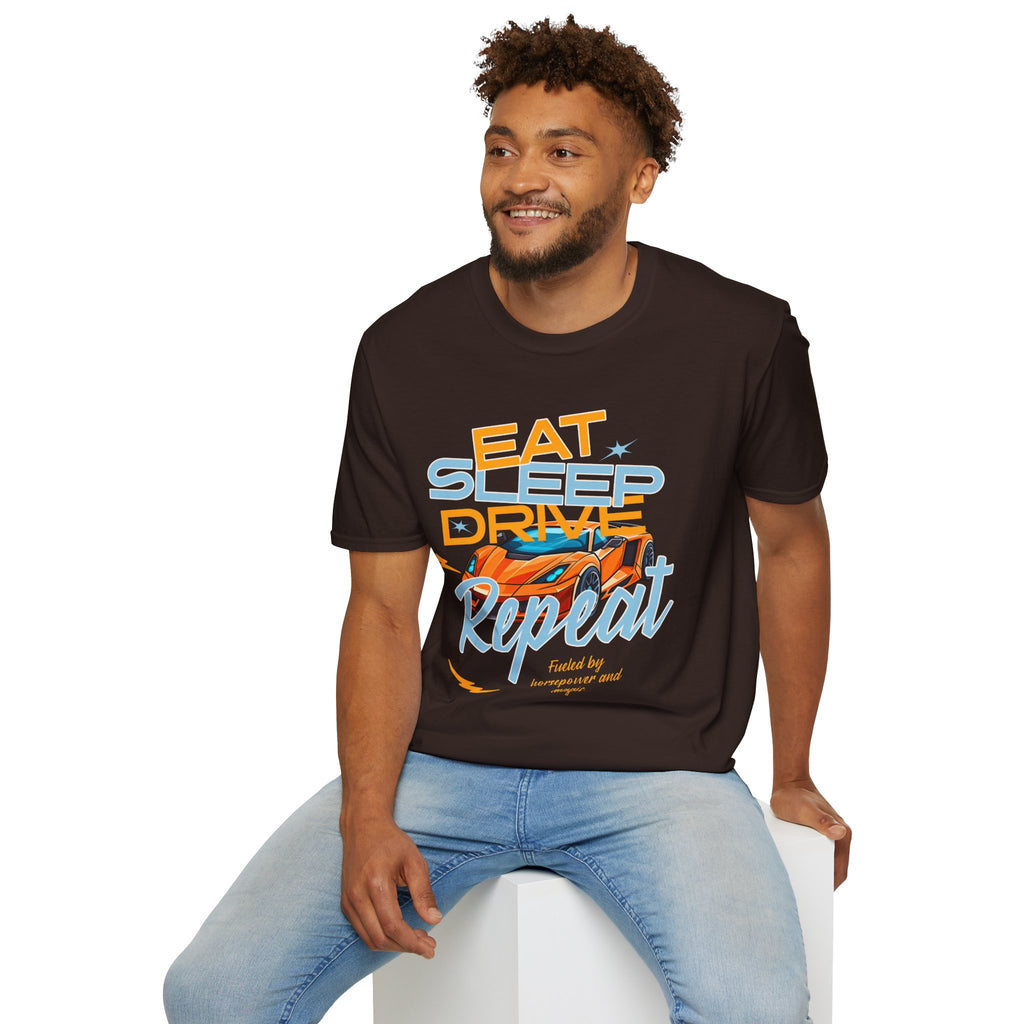 Eat Sleep Drive Repeat T-Shirt — Racing Car Graphic Tee for Motorsport Fans