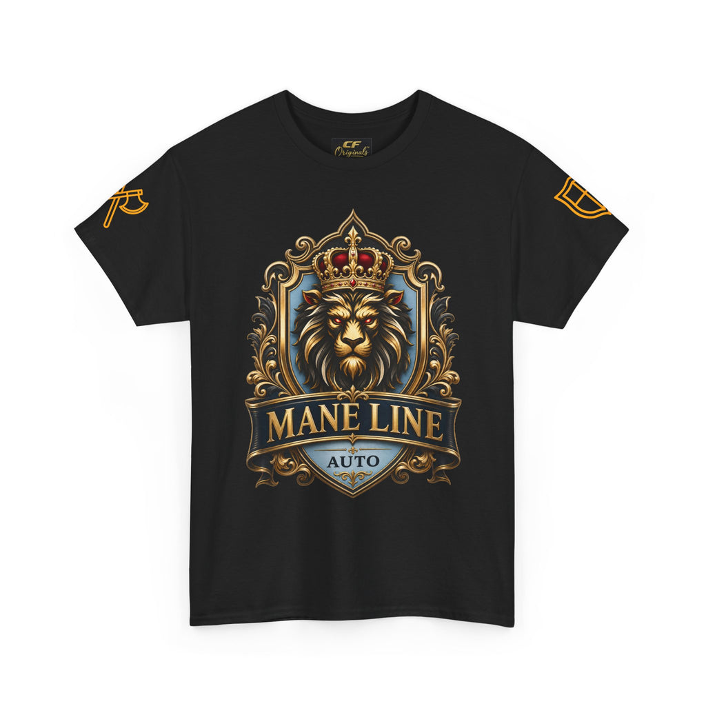 Lion Crest Tee — "Mane Line Auto" Vintage Heraldic Graphic Shirt