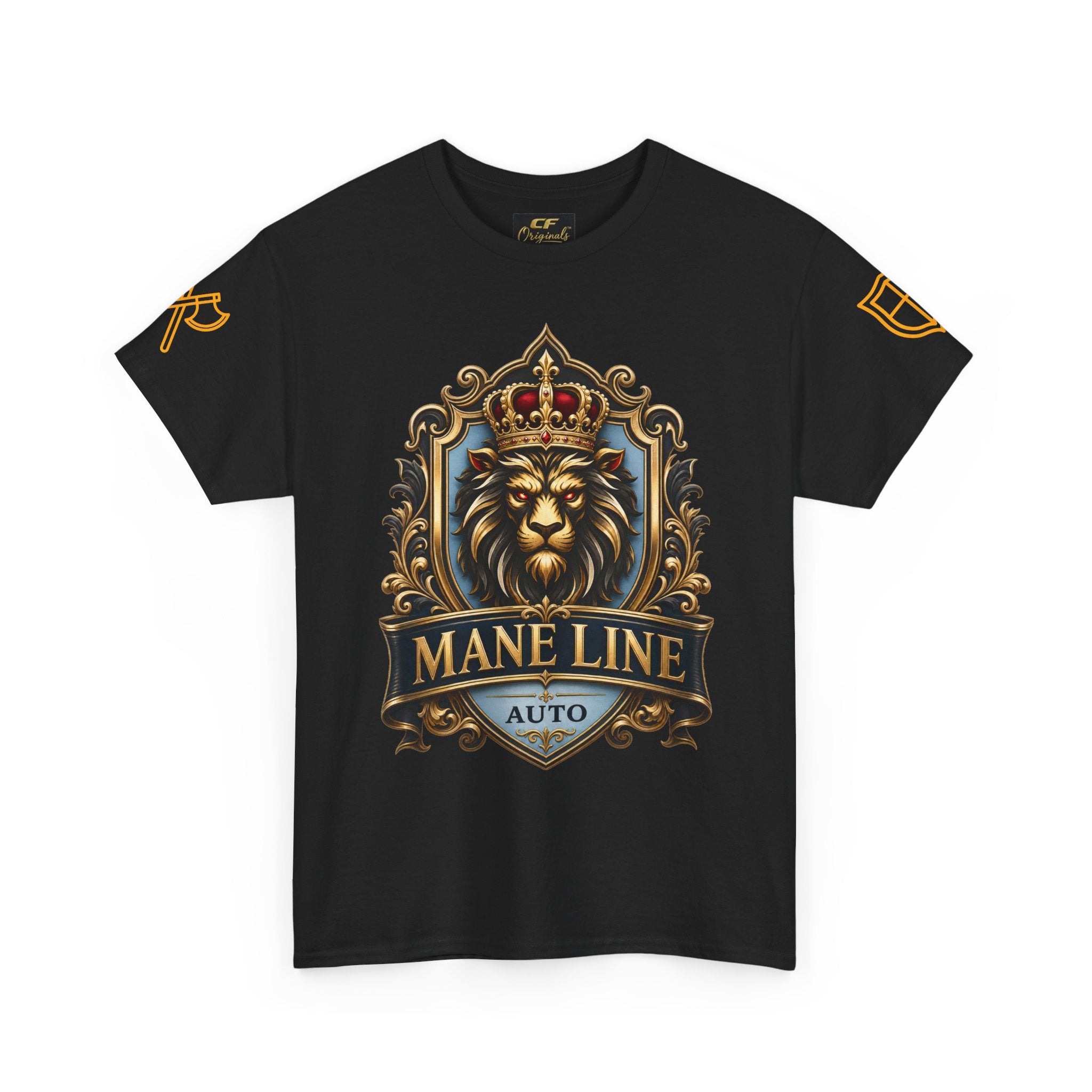 Lion Crest Tee — "Mane Line Auto" Vintage Heraldic Graphic Shirt