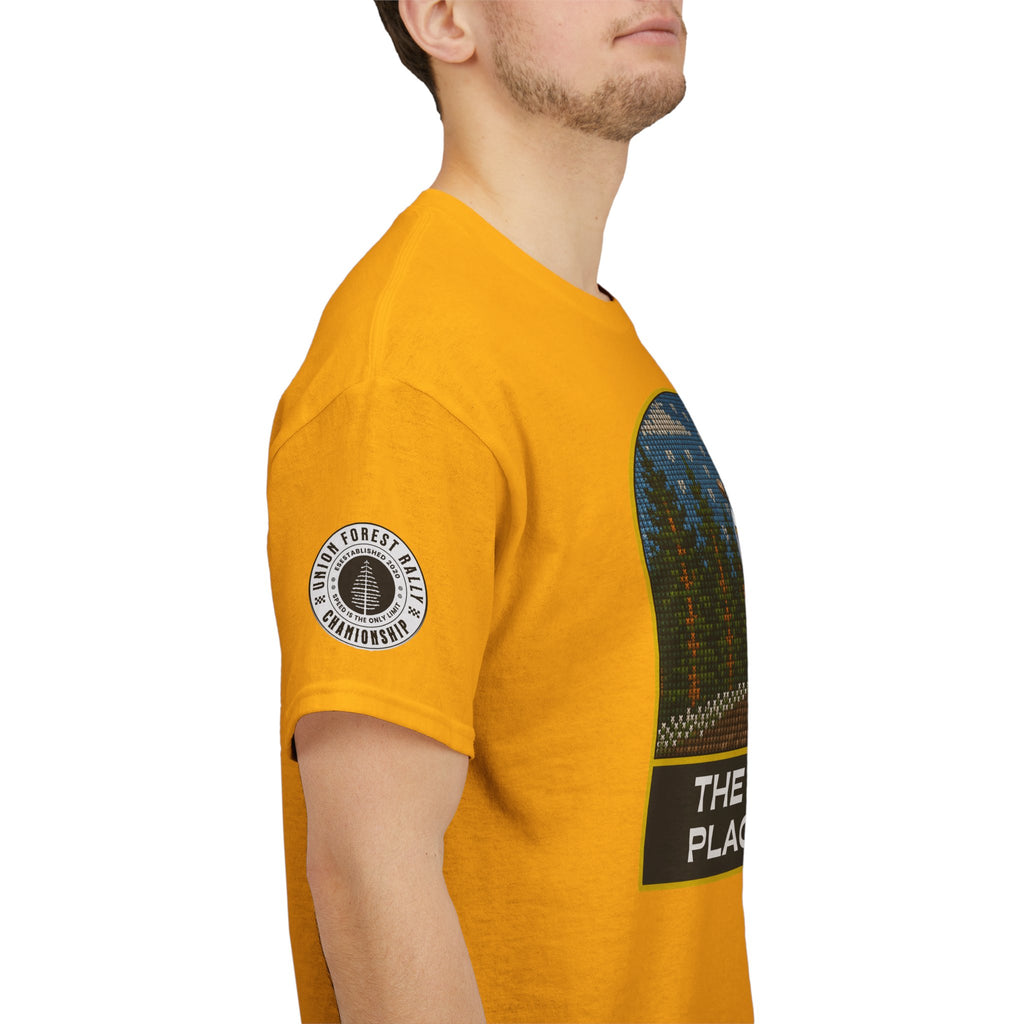 Forest Rally T‑Shirt – 'The Forest Is a Place of Magic' Cross-stitched Style Graphic