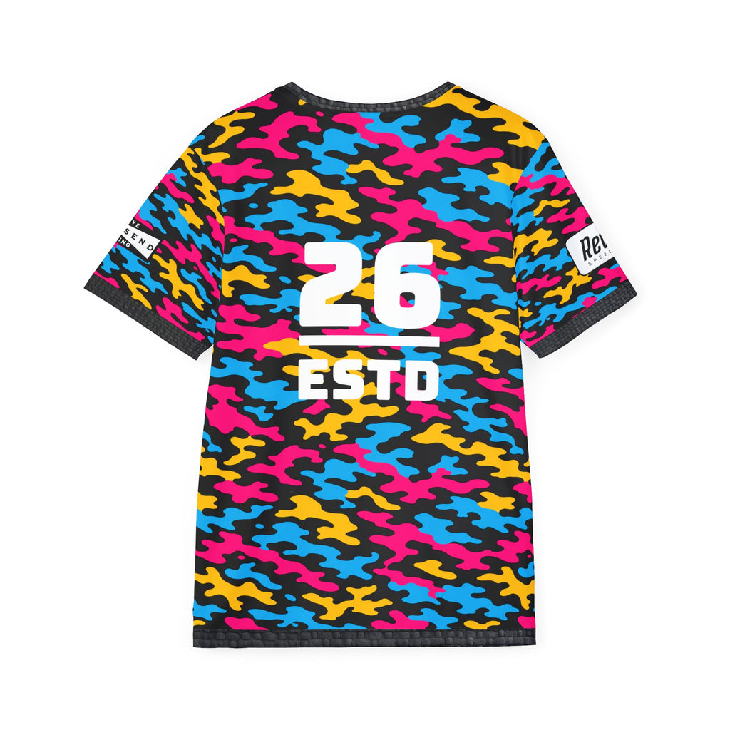 Paloma Petrol Neon Camo Racing Jersey — Men's Motorsport Sports Tee