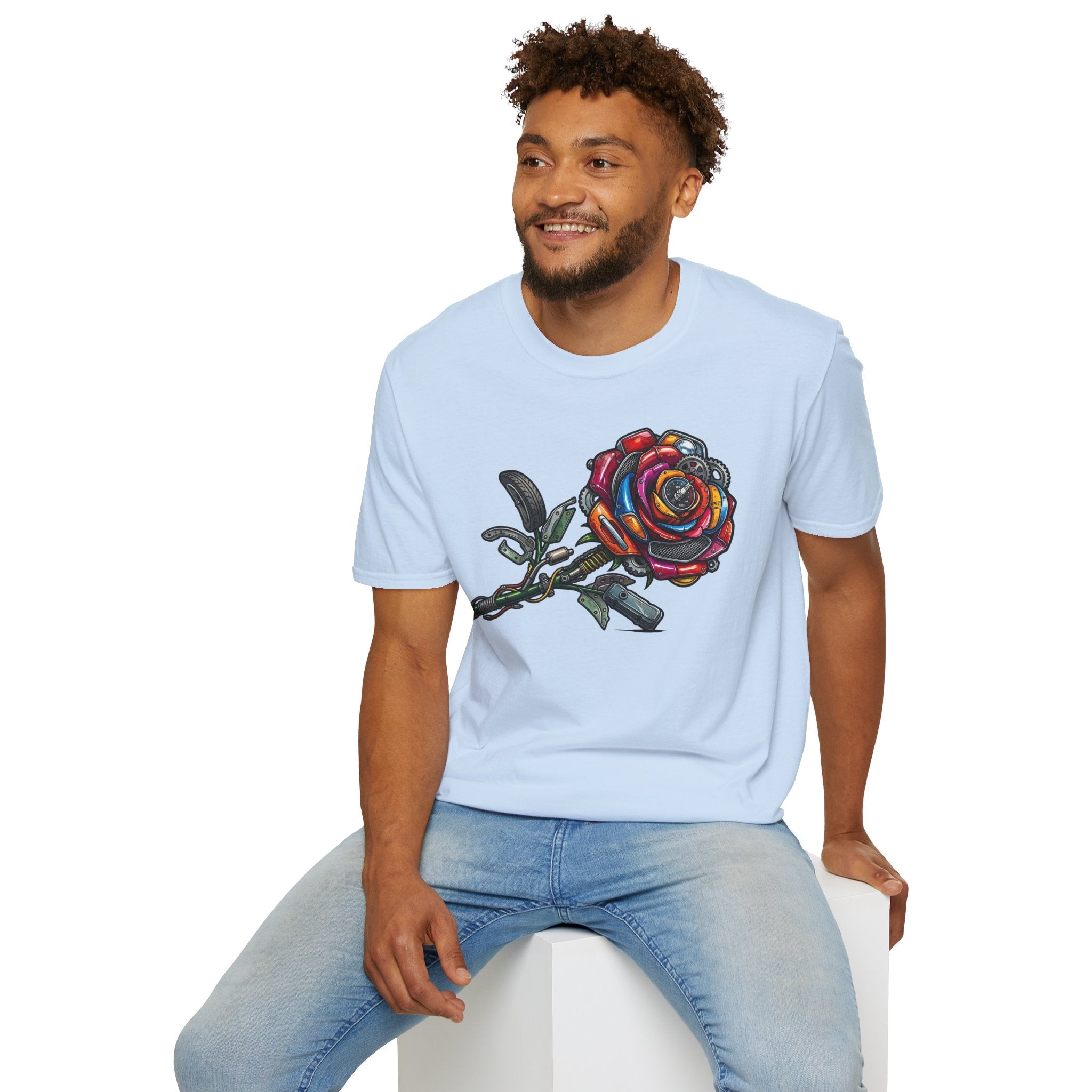 Colorful Mechanical Rose Graphic Tee