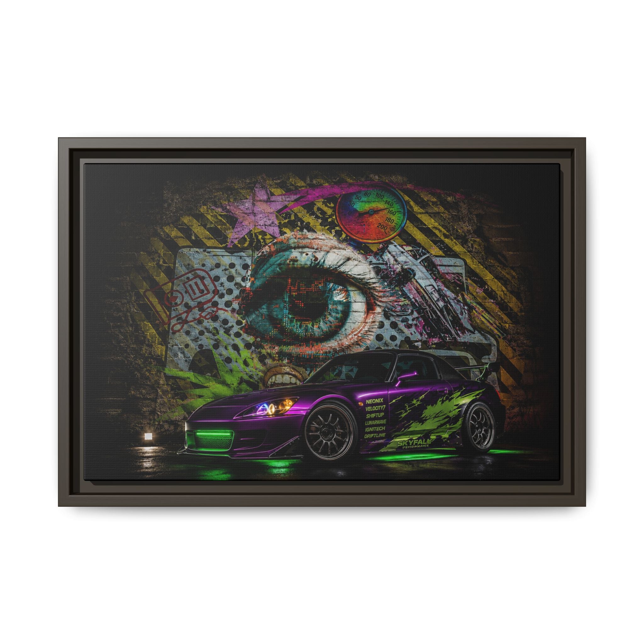 Graffiti Sports Car Matte Canvas - Framed Wall Art