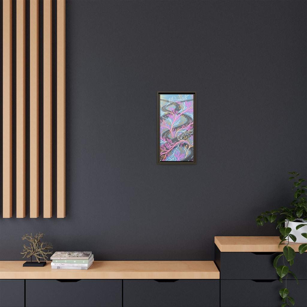 Framed Matte Canvas Floral Vines Wall Art — Pastel Botanical Abstract