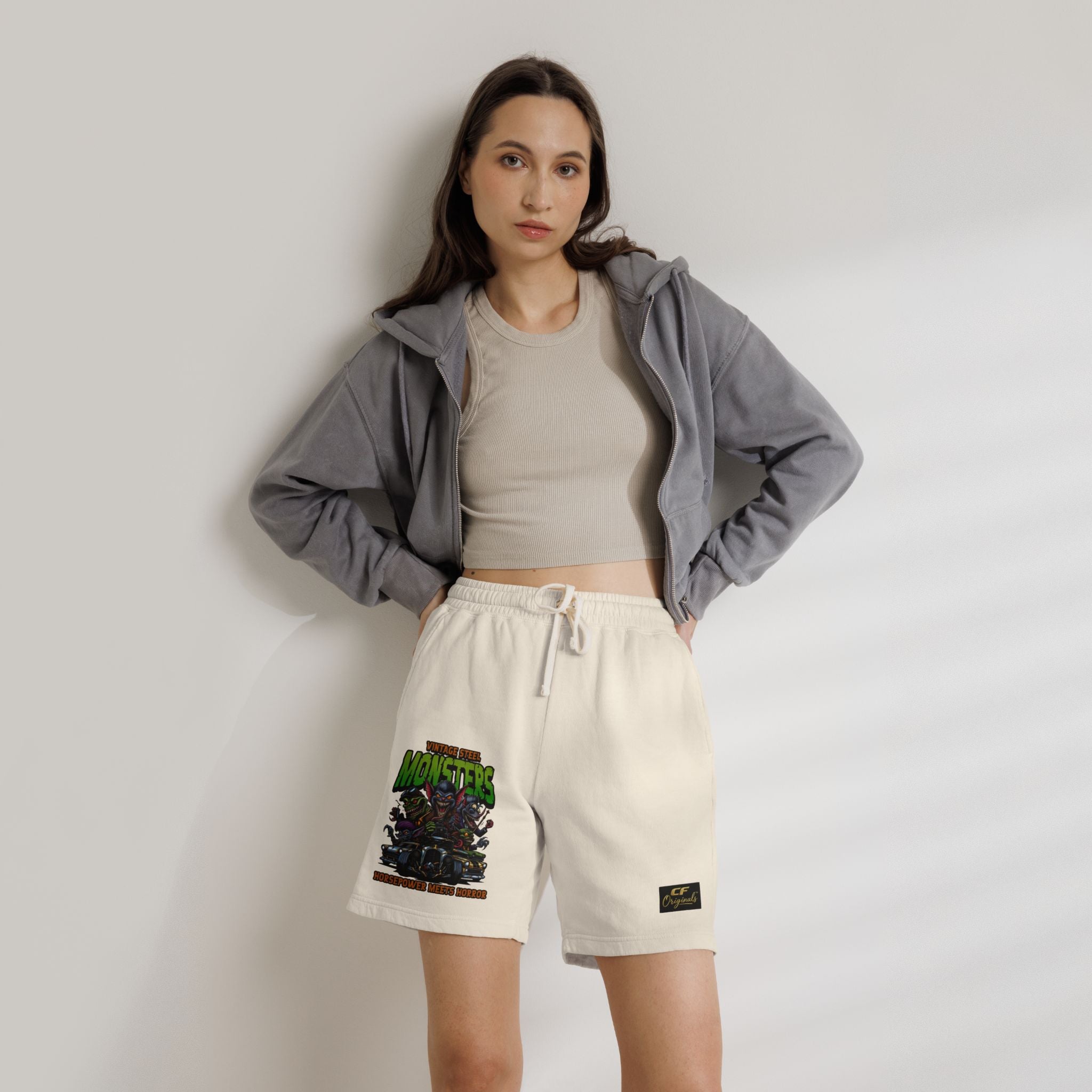 Monster Crew Sweat Shorts — Graphic Fleece Lounge Shorts