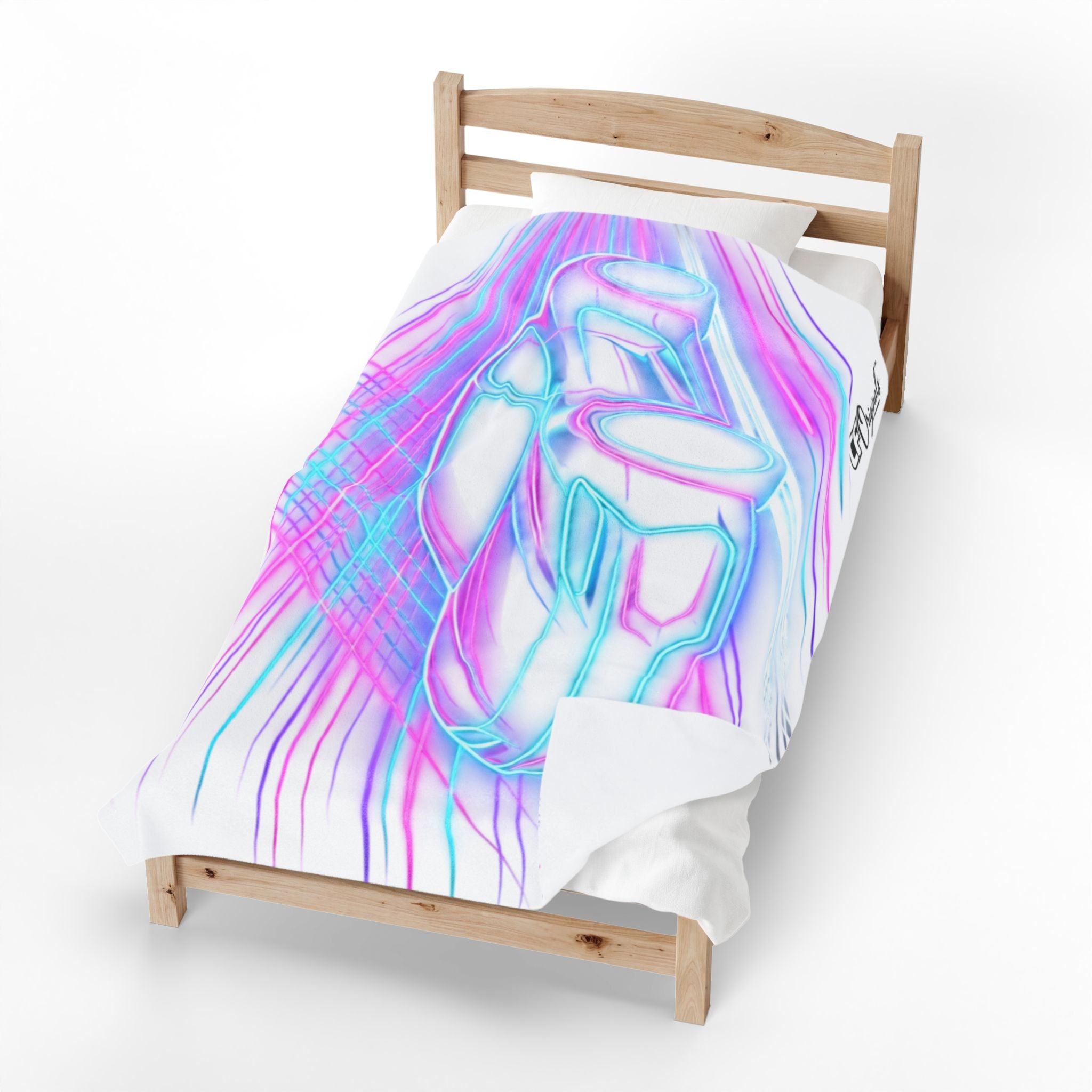 Neon Car Outline - Velveteen Plush Throw Blanket