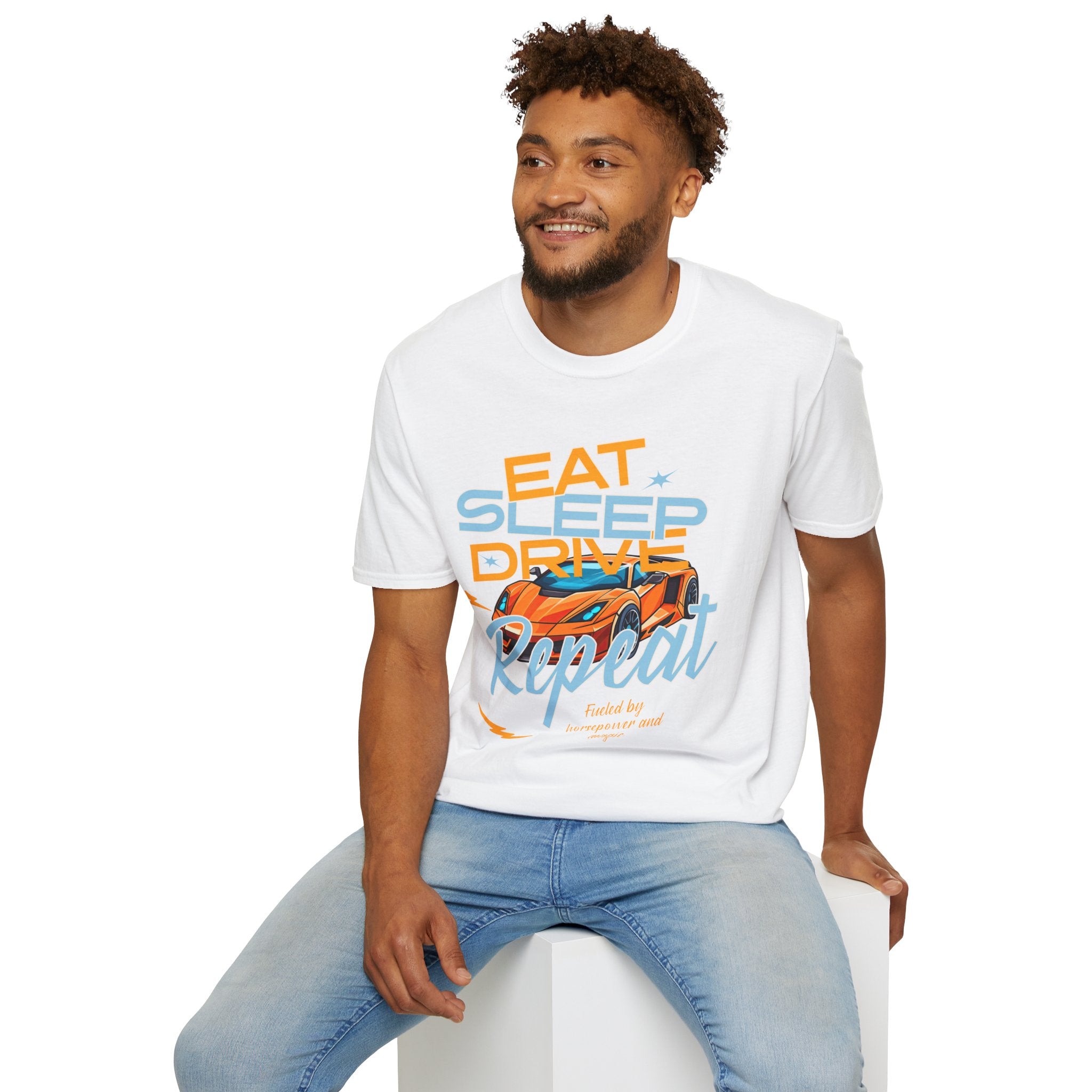 Eat Sleep Drive Repeat T-Shirt — Racing Car Graphic Tee for Motorsport Fans