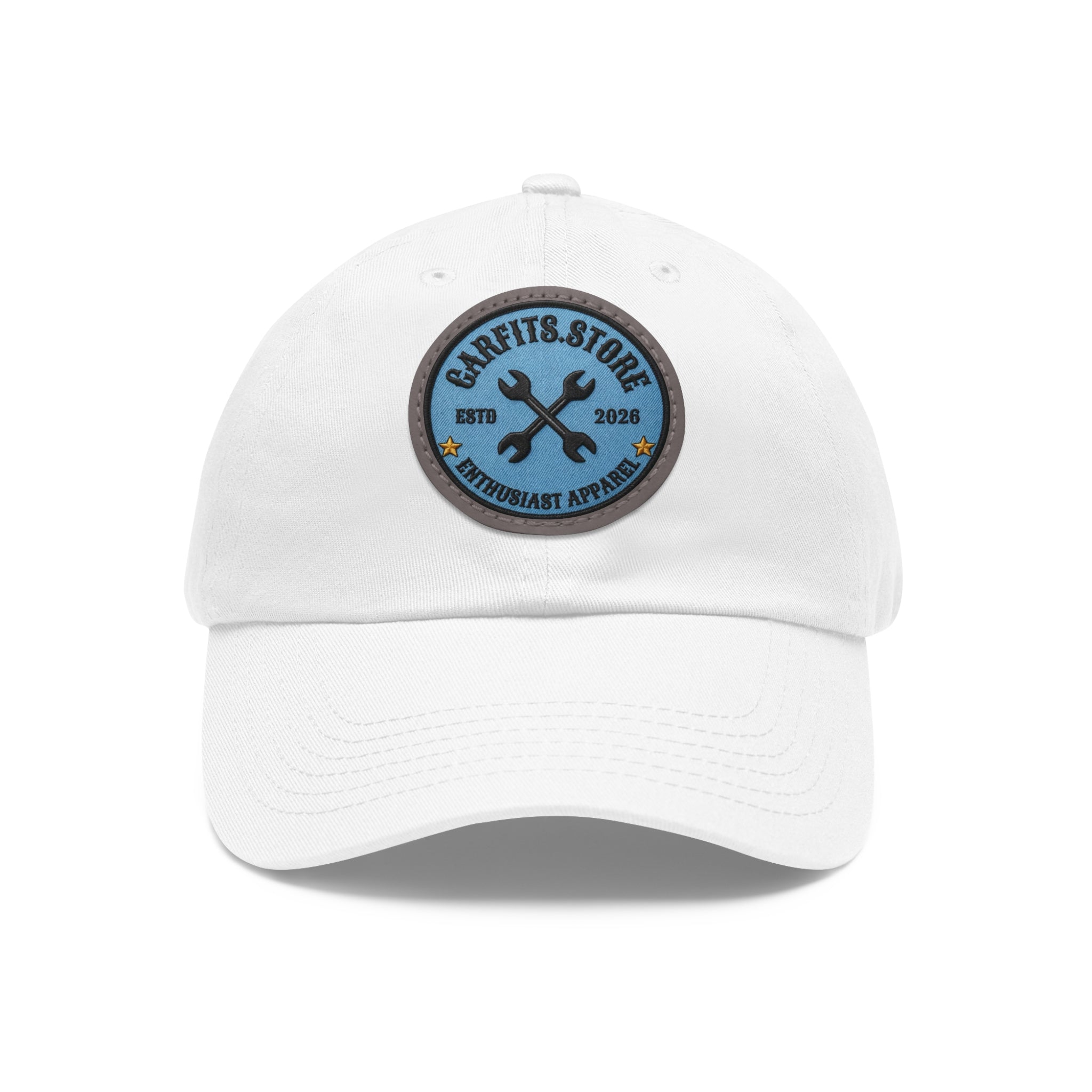 Mechanic Logo Dad Hat — Leather Patch Cap