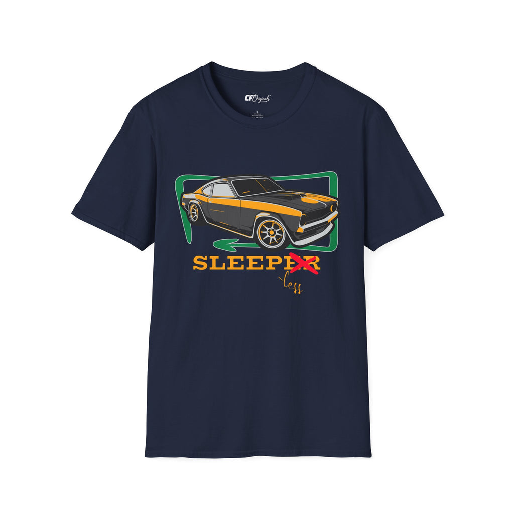 Classic Muscle Car T-Shirt — Retro 'Sleepless' Graphic Tee