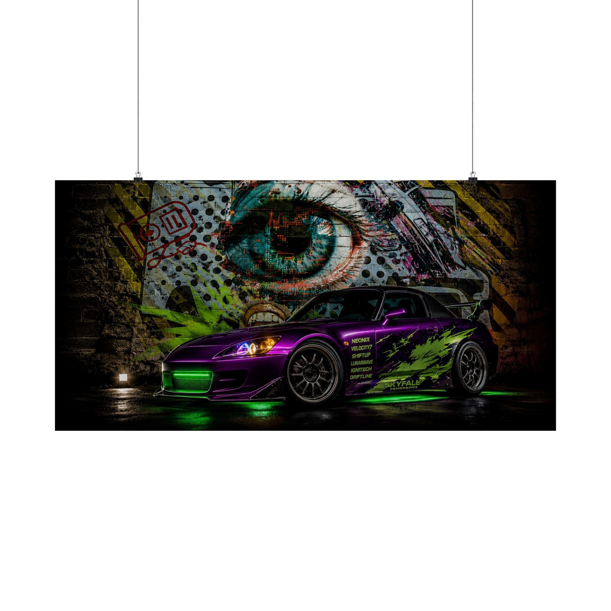 Graffiti Sports Car Matte Poster — Neon Drift Street Art Wall Print