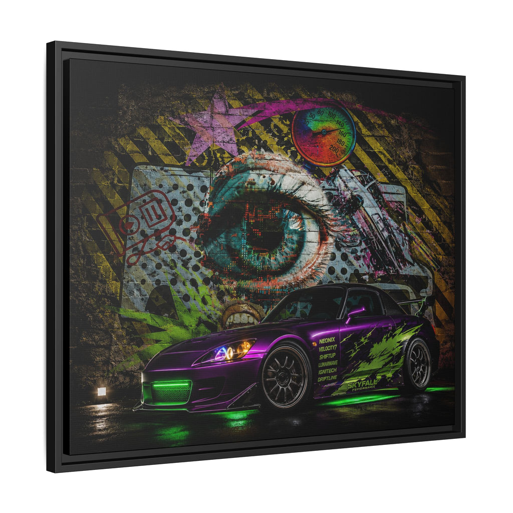 Graffiti Sports Car Matte Canvas - Framed Wall Art