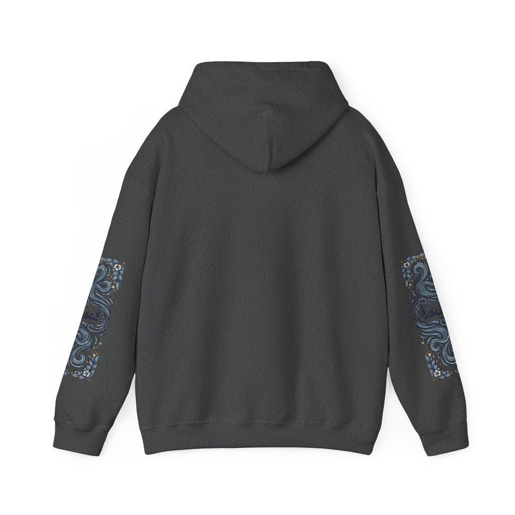 Nature Is Calling Hoodie — Scenic Mountain Graphic Hooded Sweatshirt with Sleeve Paisley Art