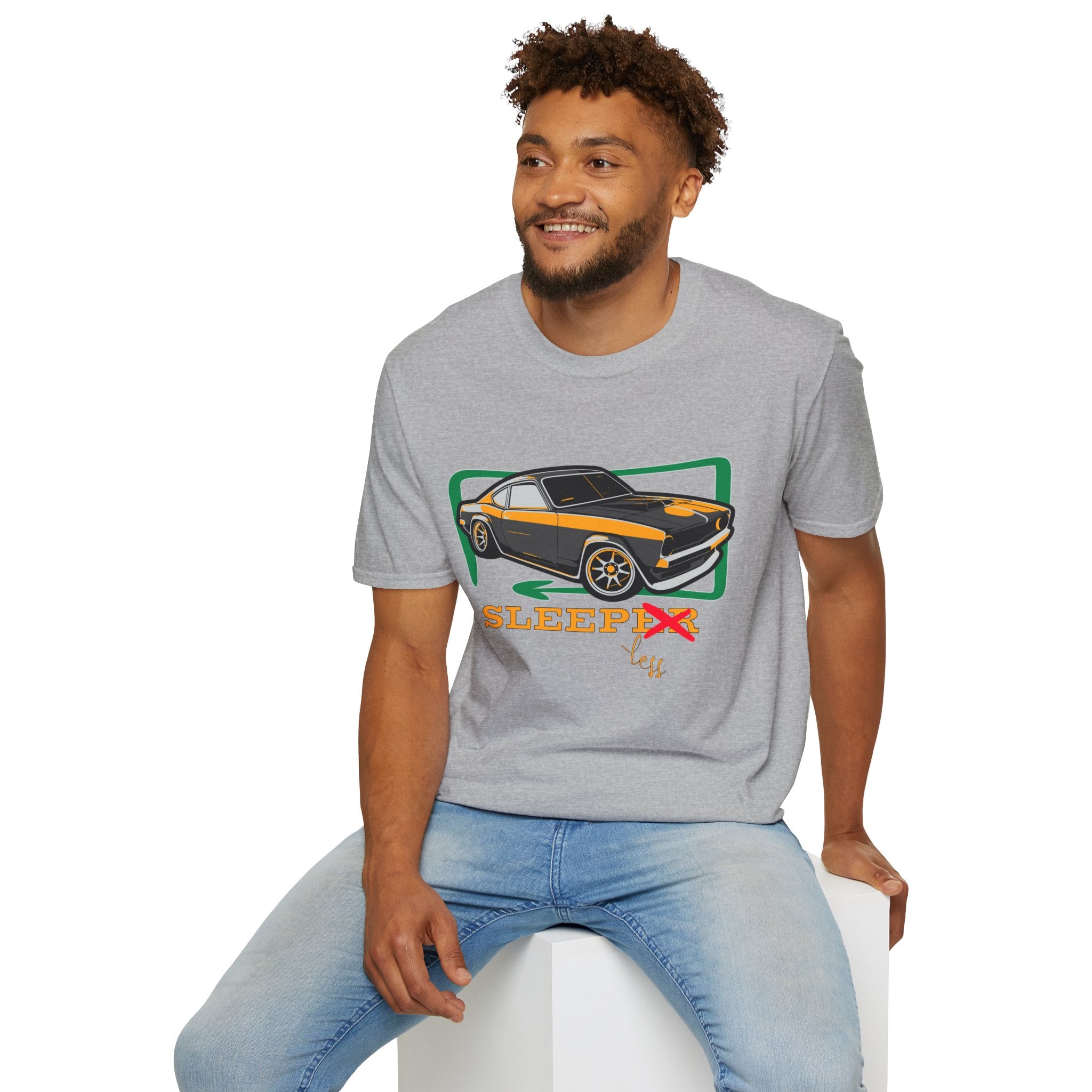 Classic Muscle Car T-Shirt — Retro 'Sleepless' Graphic Tee