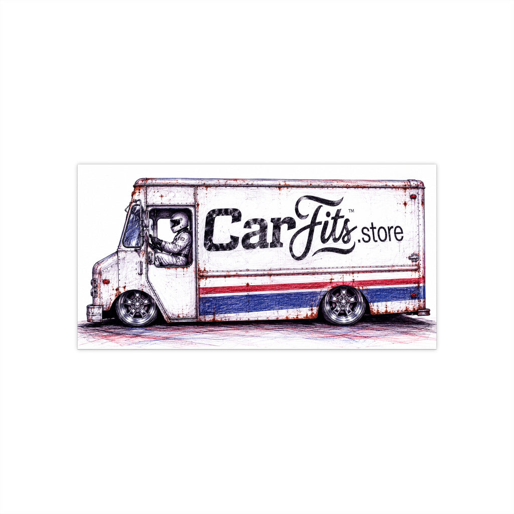 Retro Delivery Van Sticker — 'CarFits.store' Bumper Decal