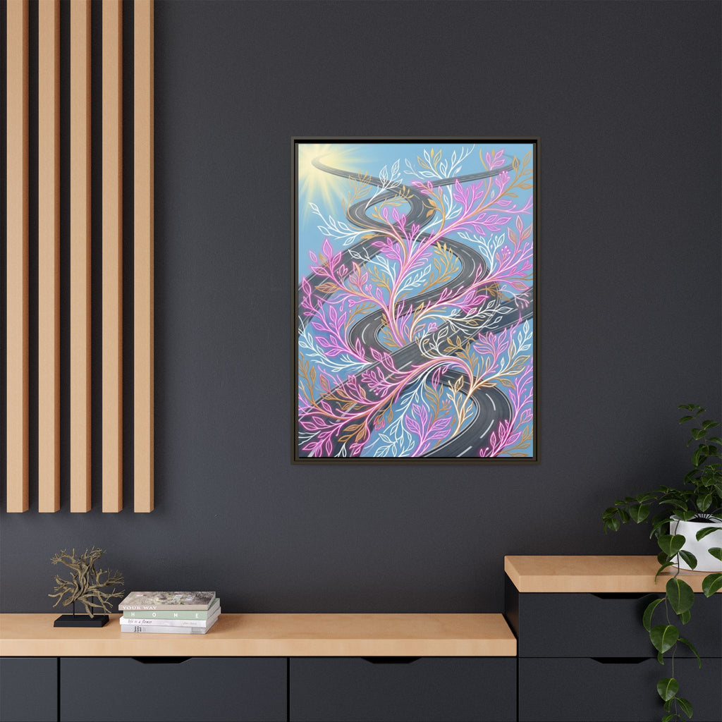 Framed Matte Canvas Floral Vines Wall Art — Pastel Botanical Abstract